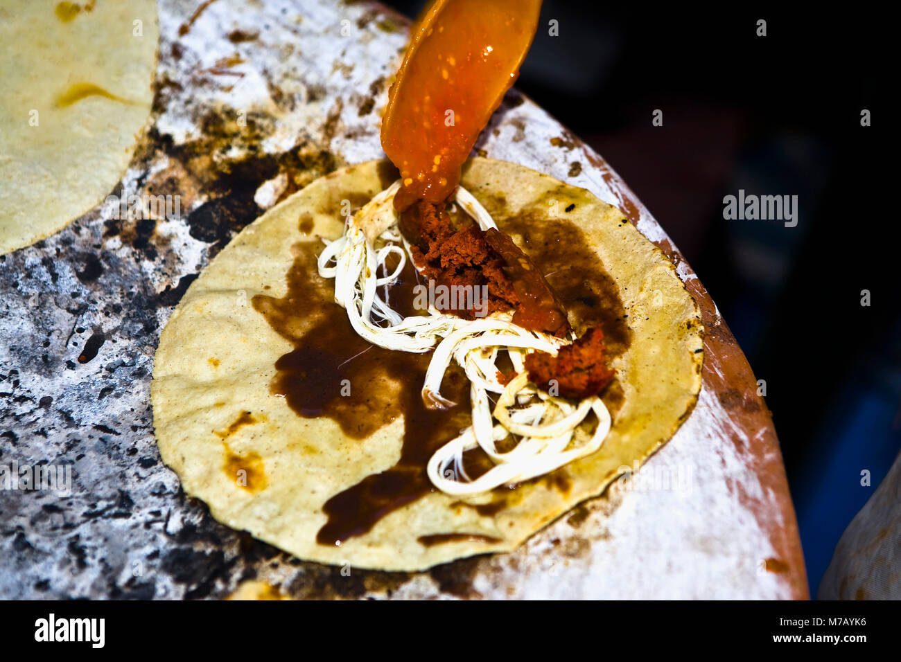 Close-up of tacos, Oaxaca, Oaxaca State, Mexico Stock Photo