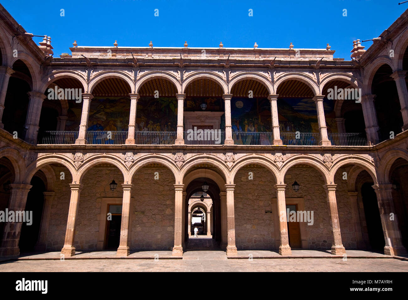 Low angle view of a government building, Palacio De Gobierno, Morelia, Michoacan State, Mexico Stock Photo