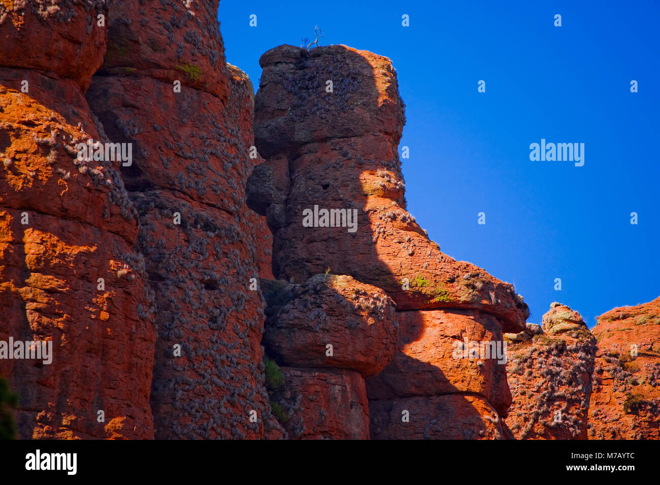 Low angle view of rock formations, Sierra De Organos, Sombrerete, Zacatecas State, Mexico Stock Photo