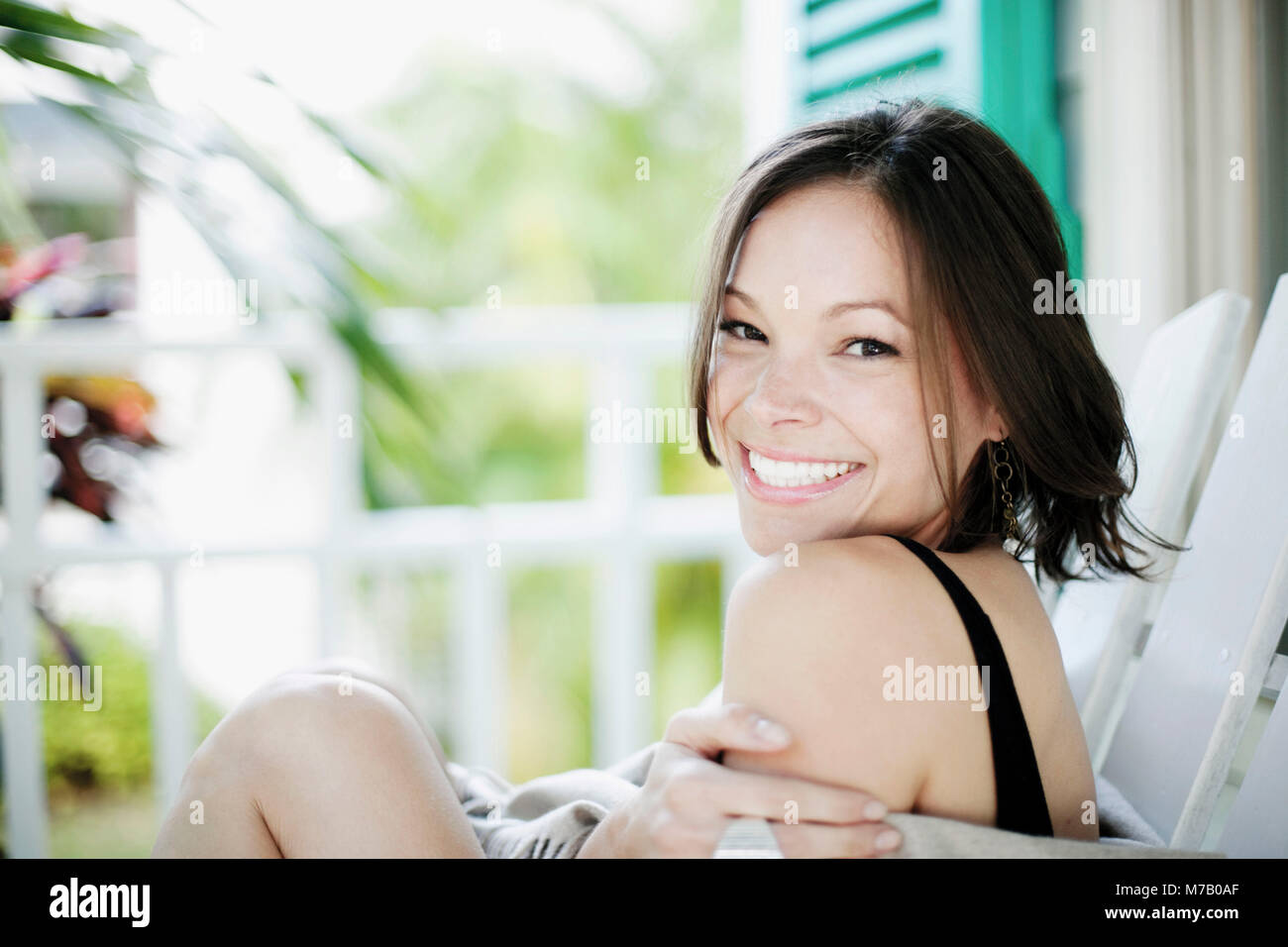 Portrait of a woman smiling Stock Photo - Alamy
