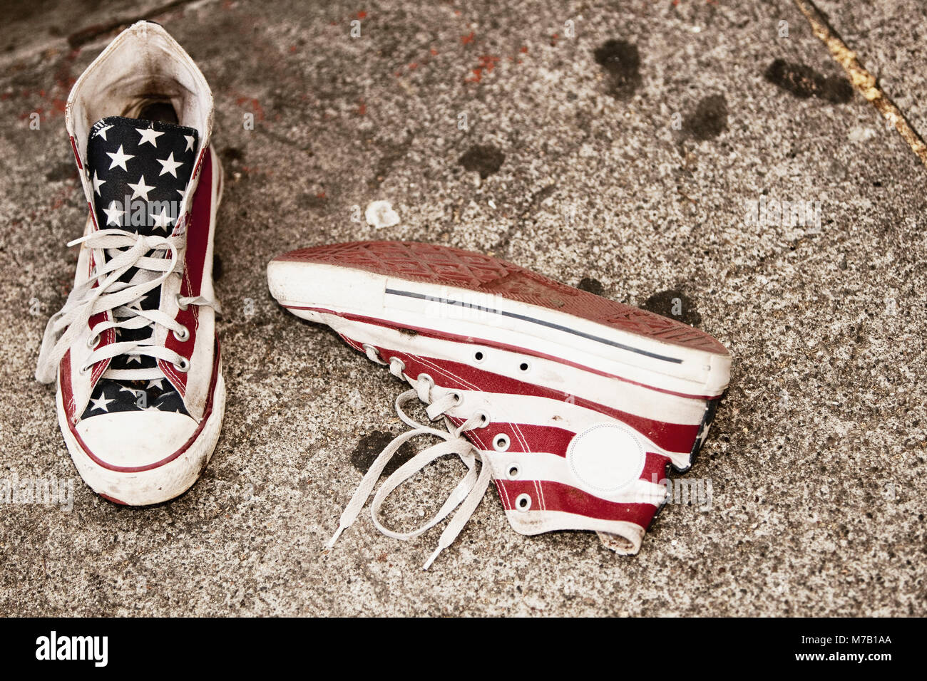 Close up of a pair of american flag shoes hires stock photography and