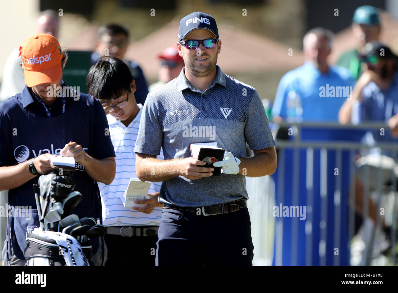 Palm Harbor, Florida, USA. 9th Mar, 2018. DOUGLAS R. CLIFFORD | Times.Corey Conners prepares to tee at the 16th hole while playing the Copperhead Course on Friday (3/9/18) during the second round of the Valspar Championship at the Innisbrook Golf and Spa Resort in Palm Harbor Credit: Douglas R. Clifford/Tampa Bay Times/ZUMA Wire/Alamy Live News Stock Photo