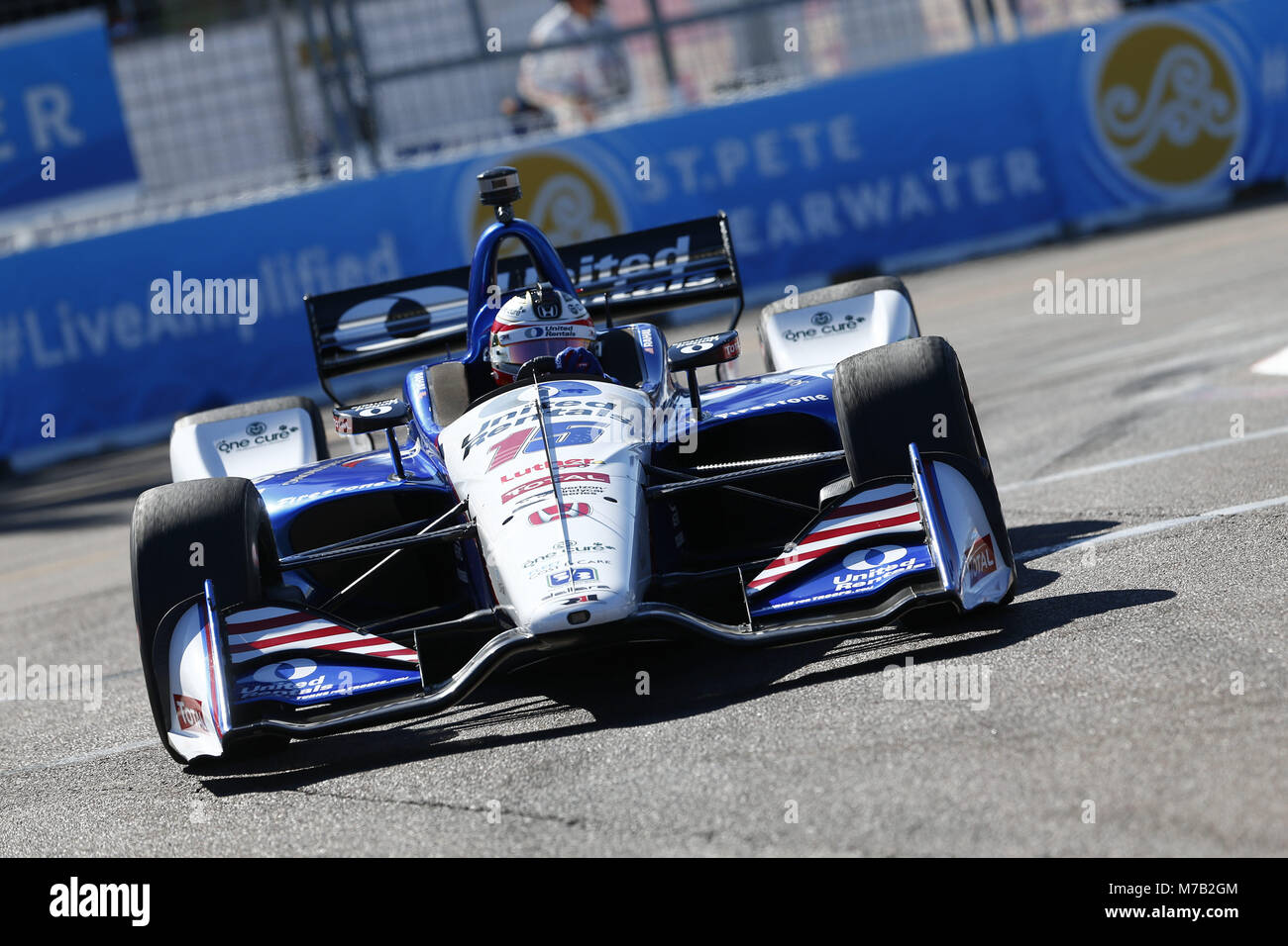 St. Petersburg, Florida, USA. 9th Mar, 2018. March 09, 2018 - St. Petersburg, Florida, USA: Graham Rahal (15) takes to the track to practice for the Firestone Grand Prix of St. Petersburg at Streets of St. Petersburg in St. Petersburg, Florida. Credit: Justin R. Noe Asp Inc/ASP/ZUMA Wire/Alamy Live News Stock Photo