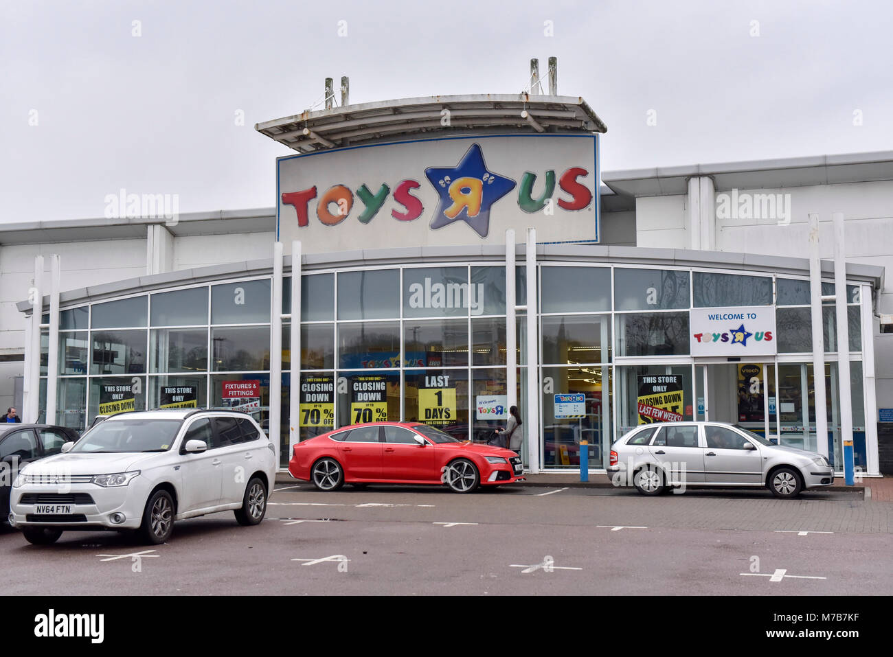 London, UK. 10 March 2018. The Toys R Us store in Watford is seen on