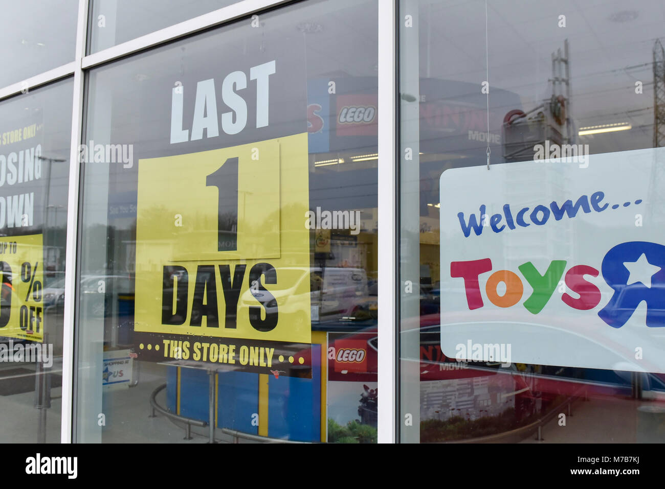London, UK. 10 March 2018. The Toys R Us store in Watford is seen on