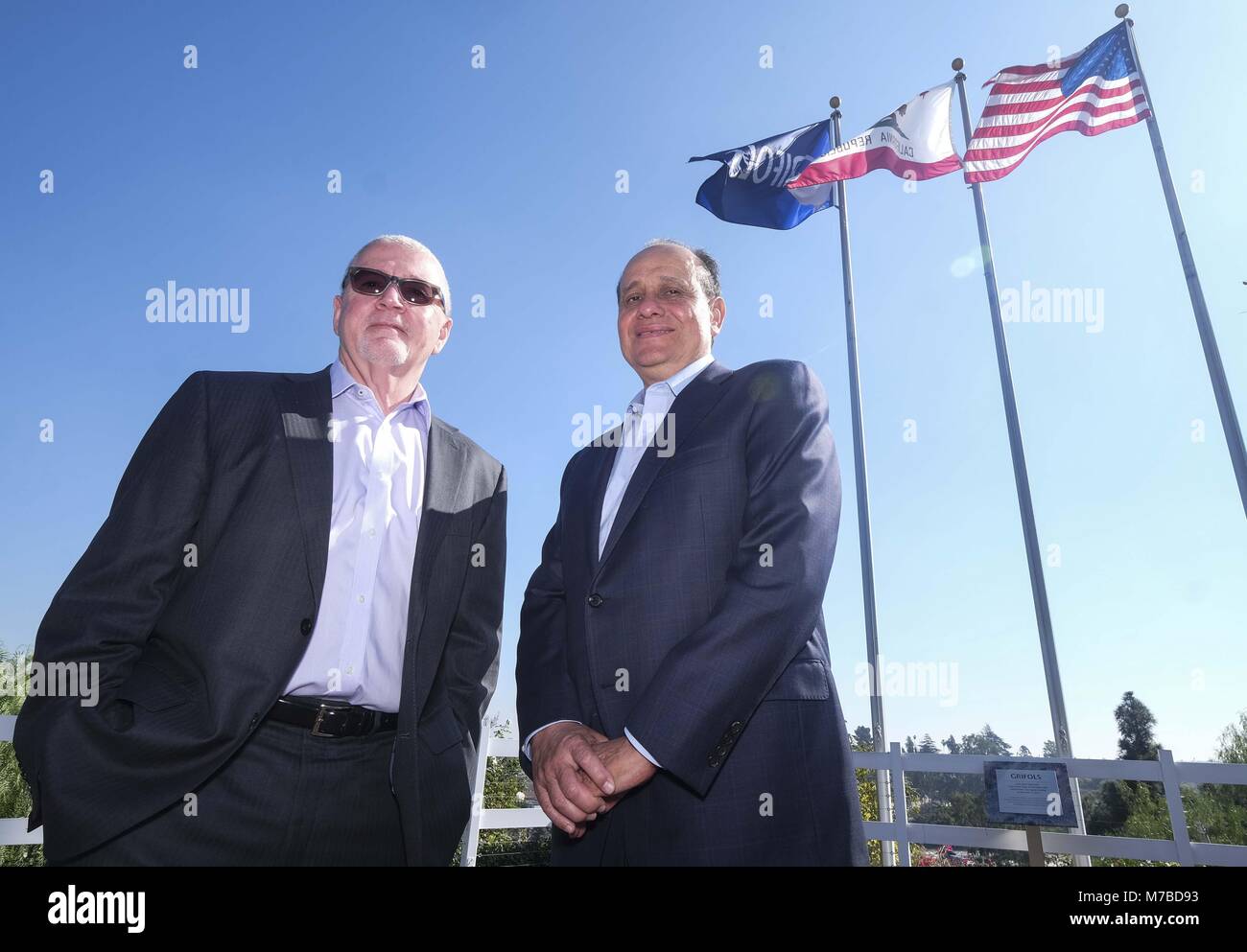 Los Angeles, California, USA. 5th Feb, 2018. Willie Zuniga, right, president of Grifols Biologicals LLC; Greg Rich, President and CEO of Grifols Shared Services North America. Credit: Ringo Chiu/ZUMA Wire/Alamy Live News Stock Photo