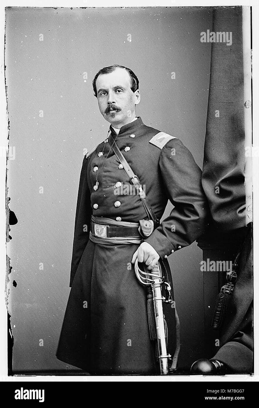 A portrait of C.W. Le Gendre, a soldier in the 51st New York Infantry during the American Civil War, captured in military attire. Stock Photo