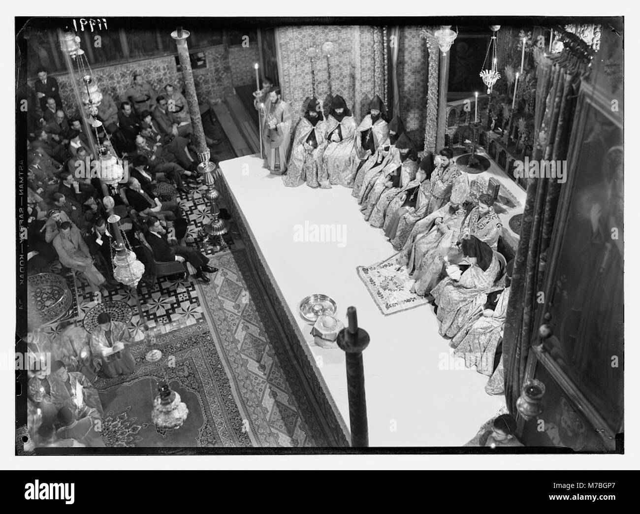 Calendar of religious ceremonies in Jer. (i.e., Jerusalem) Easter period, 1941. Armenian foot washing in Ch. (i.e., Church) of St. James, Ap. 17, '41 LOC matpc.14513 Stock Photo