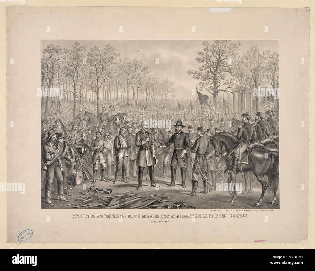 Capitulation & surrender of Robt. E. Lee & his army at Appomattox Chi., Va. to Lt. Genl. U.S. Grant. April 9th 1865 LCCN2003656864 Stock Photo