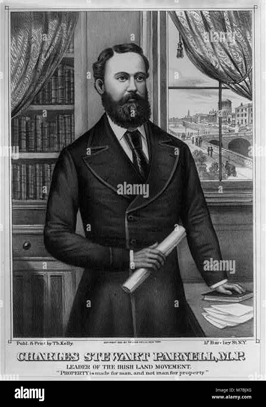 This portrait features Charles Stewart Parnell, a prominent Irish politician and Member of Parliament (M.P.). Parnell played a critical role in the Irish Home Rule movement during the late 19th century. Stock Photo
