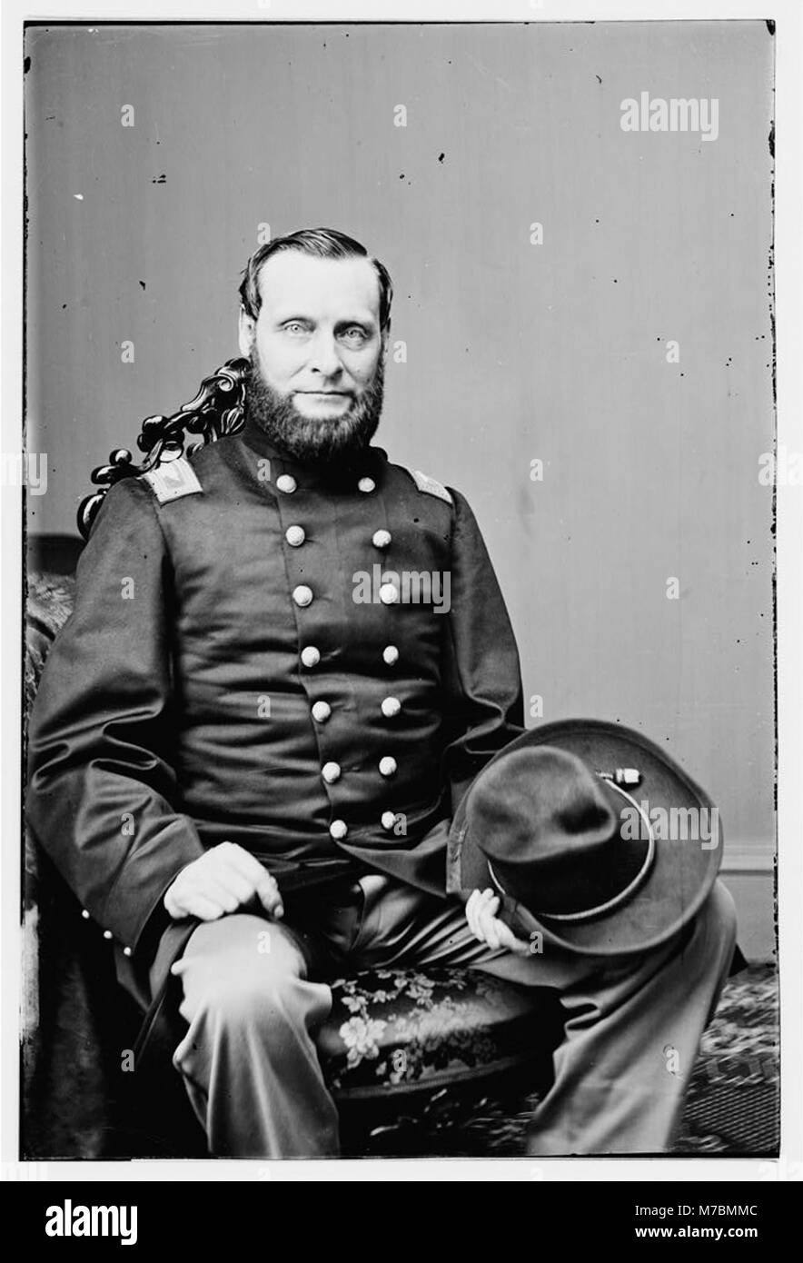 A portrait of Colonel Abel D. Streight, a Union officer during the American Civil War, serving in the 51st Indiana Infantry, captured in a historical photograph. Stock Photo