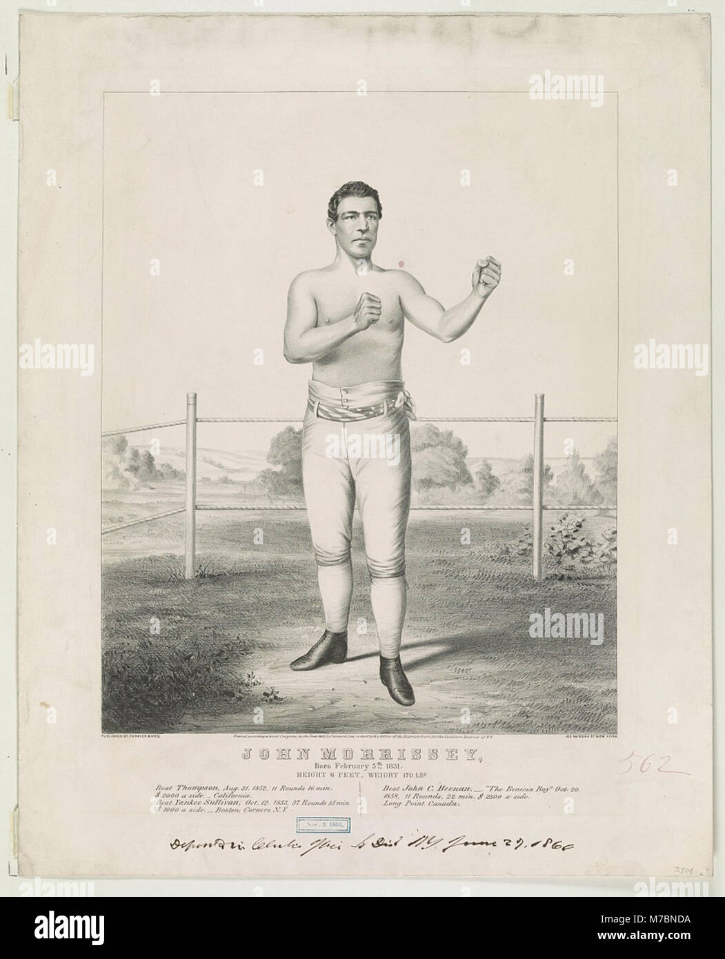 John Morrissey Born February 5th 1831 Height 6 Feet