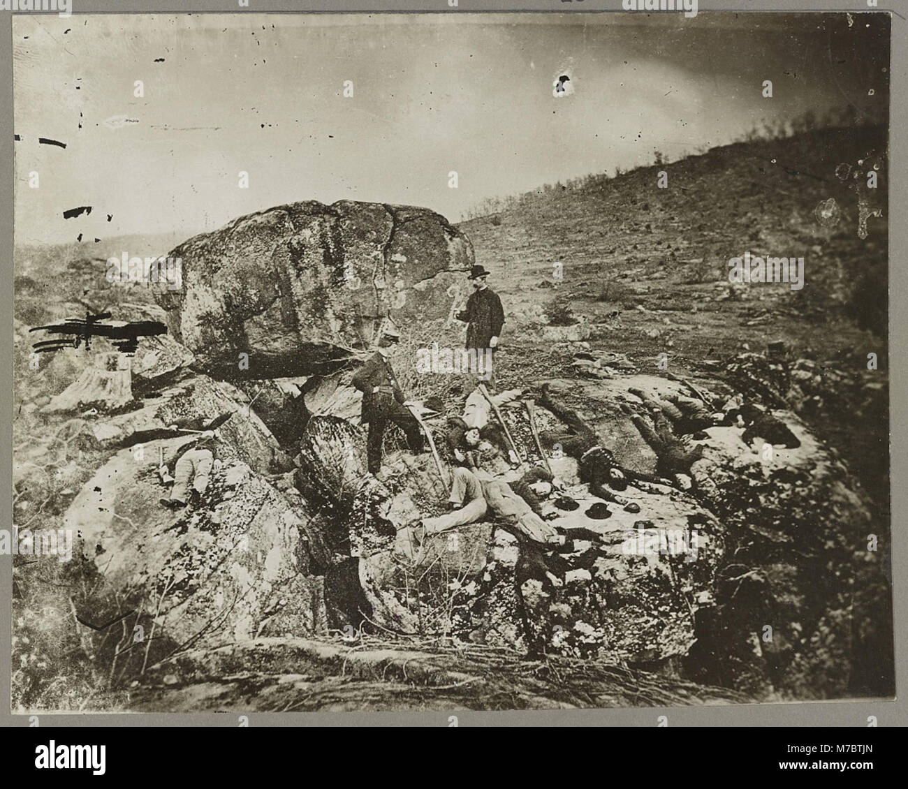 A photograph of Devil's Den at the Gettysburg National Park, a key site ...