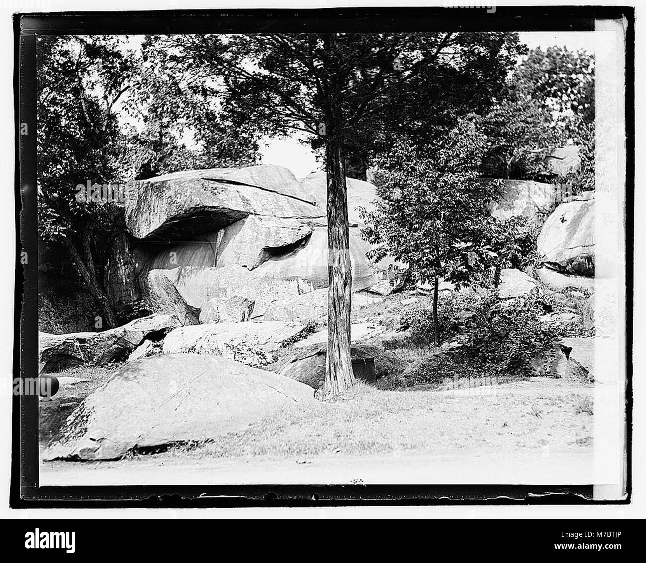 A photograph of Devil's Den at Gettysburg, Pennsylvania, a significant ...