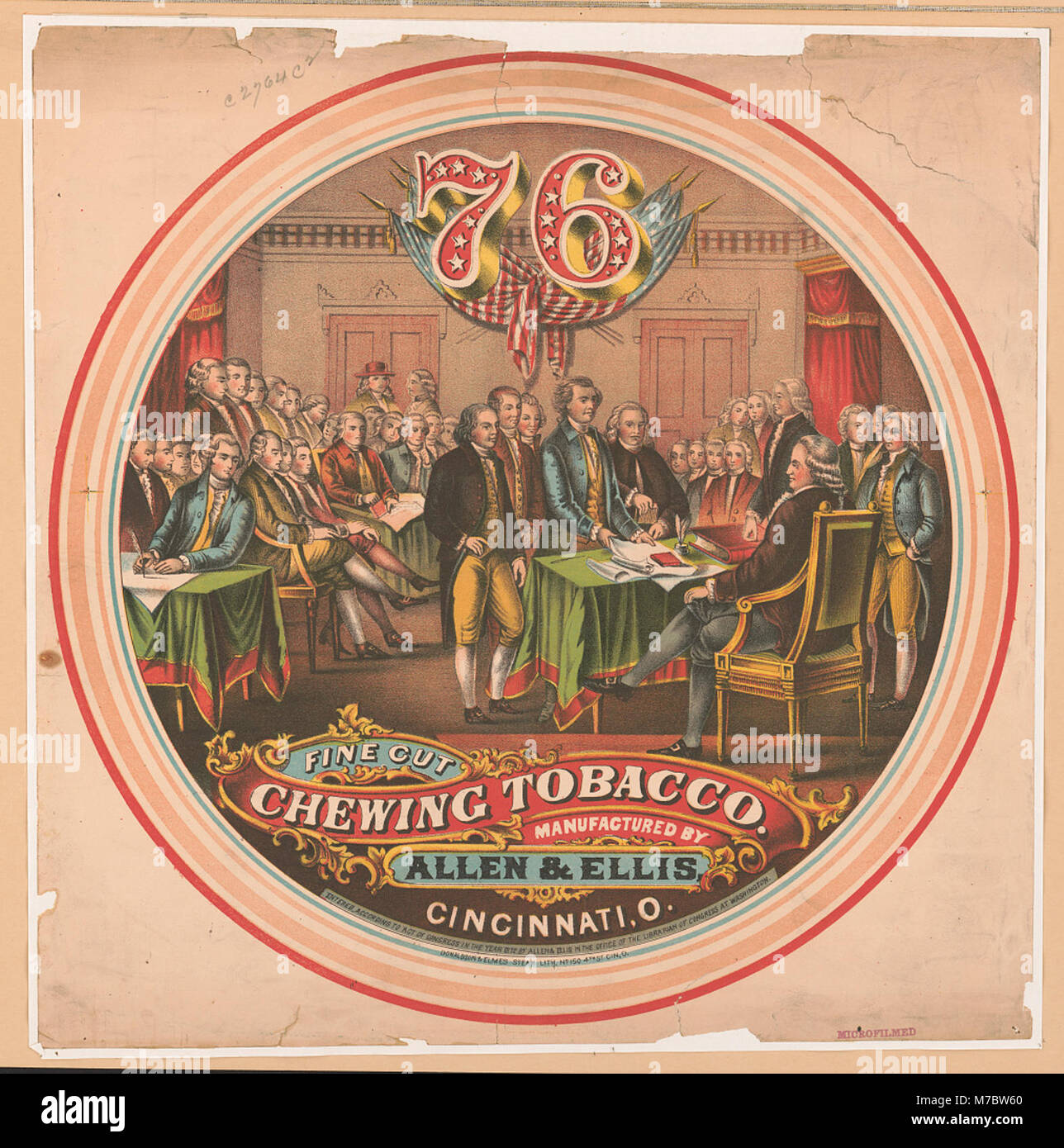 76 fine cut chewing tobacco. Manufactured by Allen & Ellis ca 1872 Stock  Photo