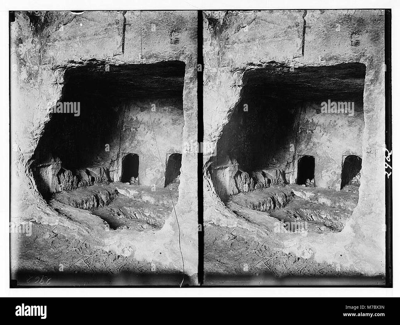 Valleys of Jehoshaphat and Hinnom. A rock-hewn tomb at Akeldama. Int(erior) & loculi. LOC matpc.02527 Stock Photo
