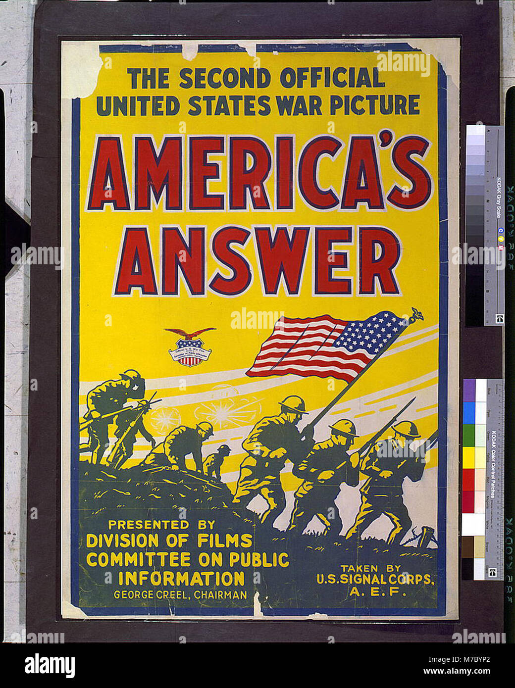 'America's Answer' is the second official war picture of the United States, capturing the nation's response and participation during wartime. Stock Photo