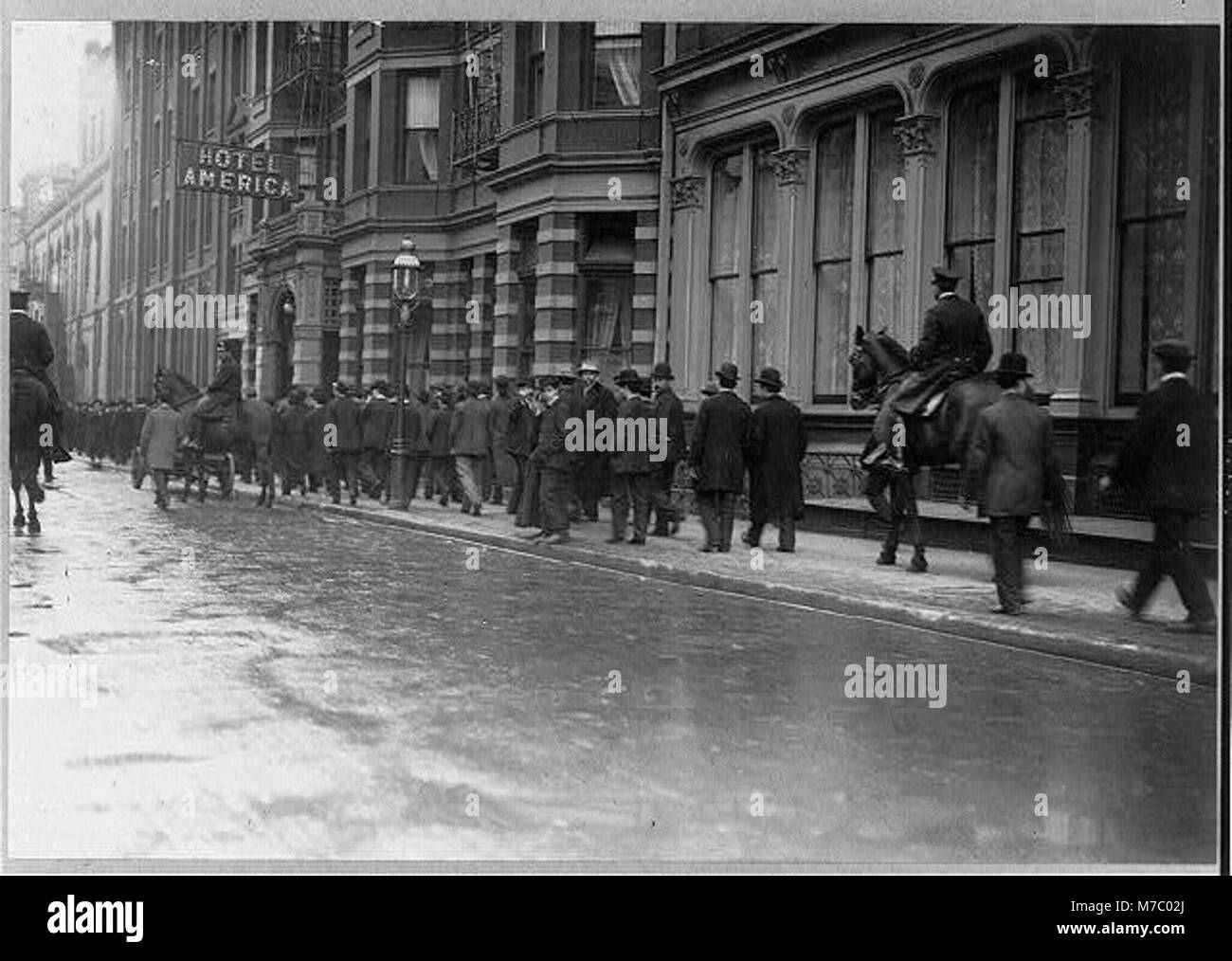 This photograph depicts a scene of a riot at Union Square, New York ...