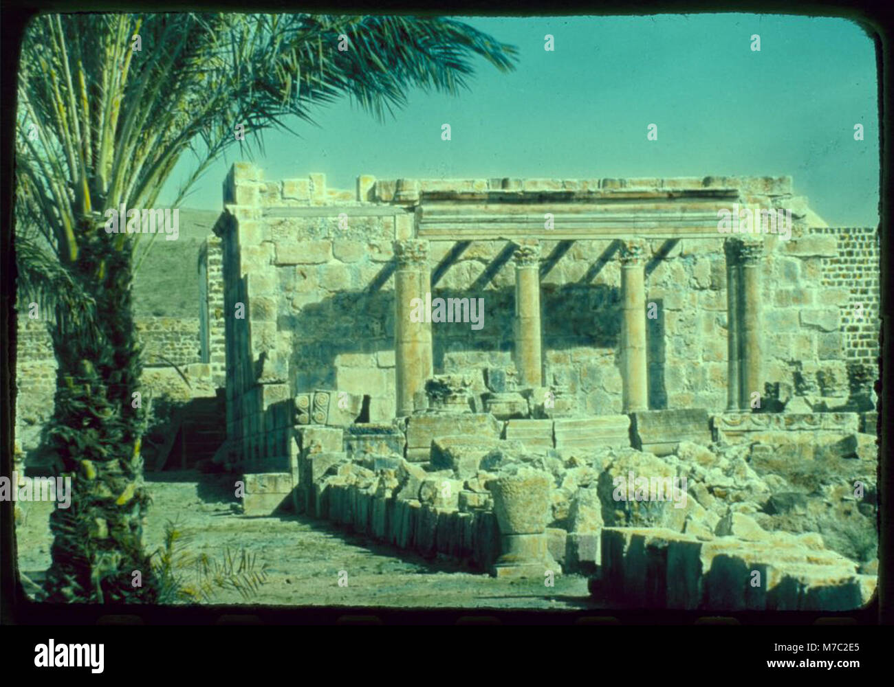A view of Capernaum near the Sea of Galilee, showcasing the partially ...