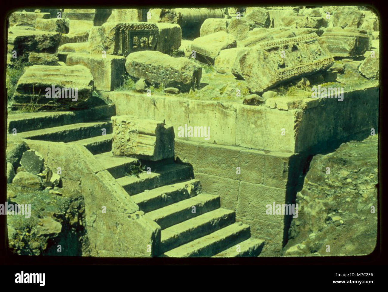 A photograph of the ancient ruins in Capernaum, located near the Sea of ...