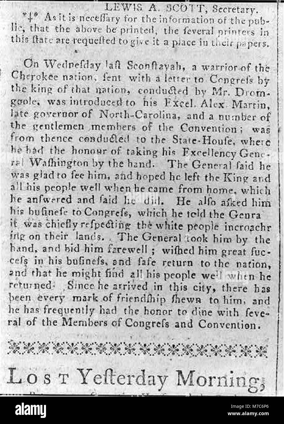 Newspaper articles and notices printed in 1787 during the Constitutional Convention in Phila. LCCN2002705837 Stock Photo