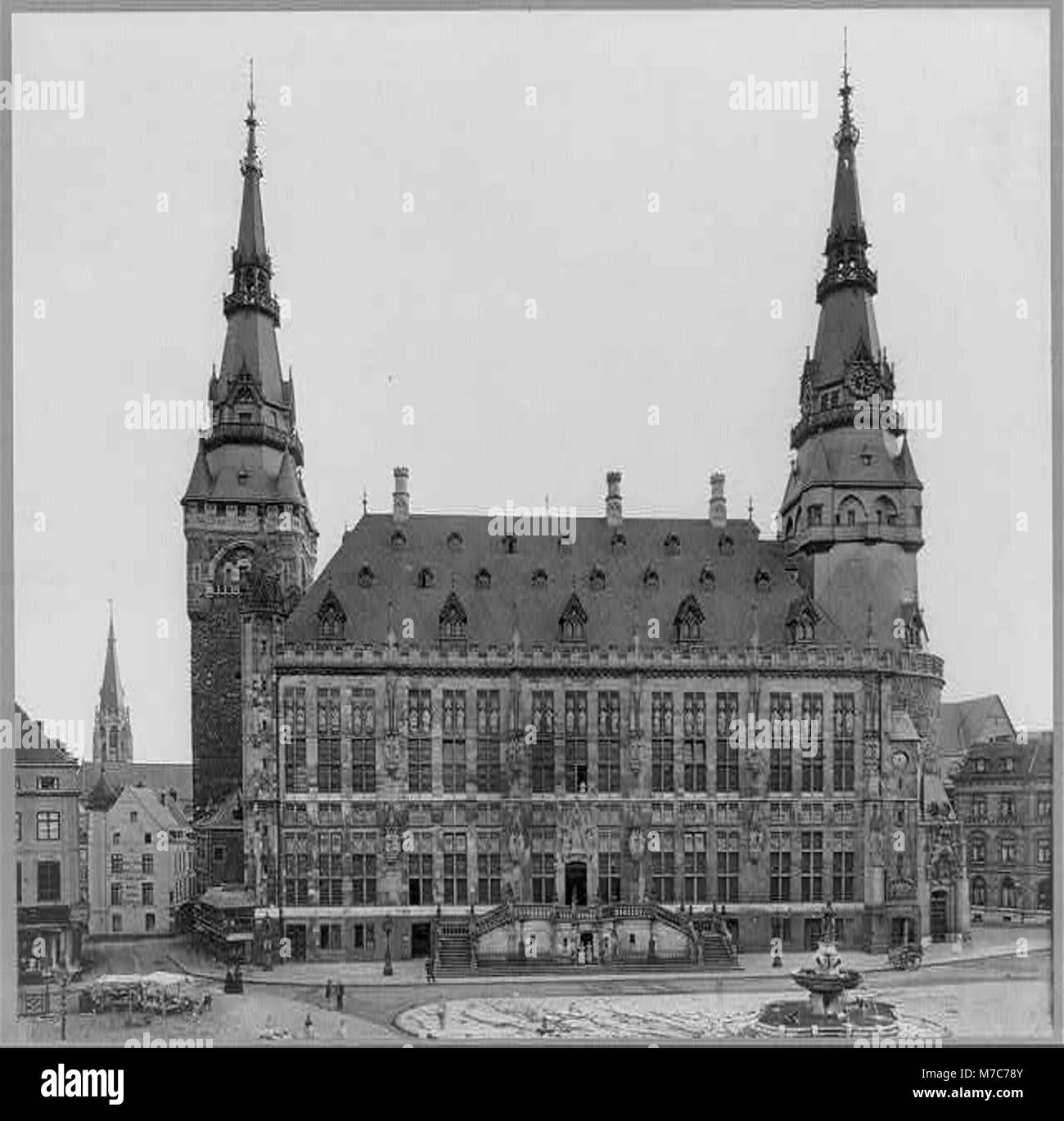 The Rathaus (Town Hall) in Aachen, Germany, an iconic example of ...