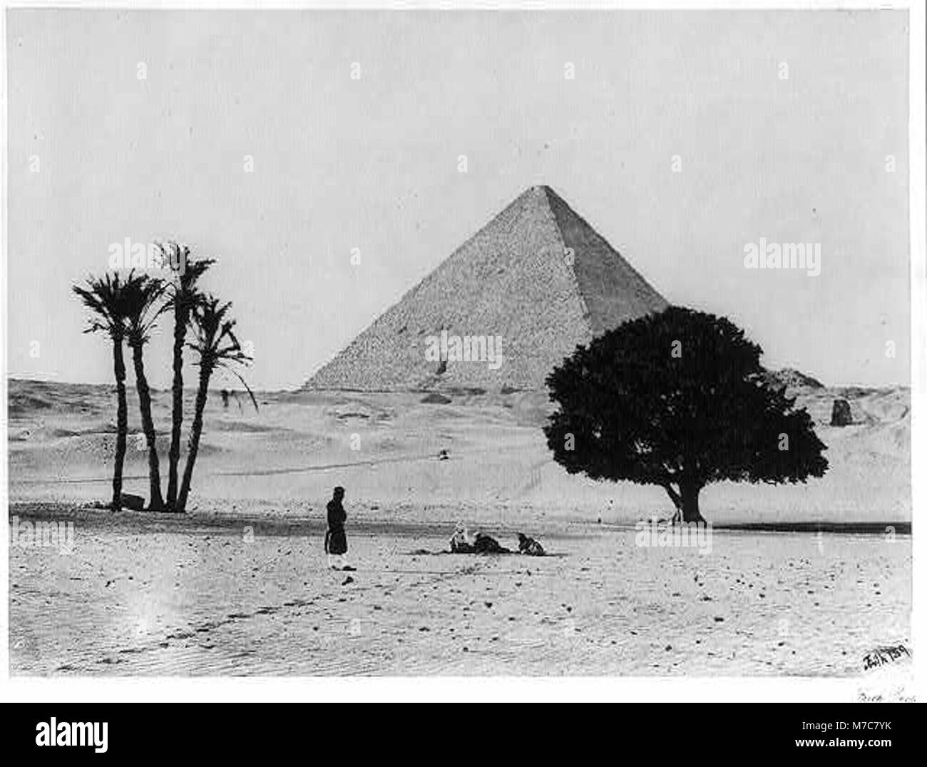 The Great Pyramid of Giza is shown from the plains, emphasizing its ...