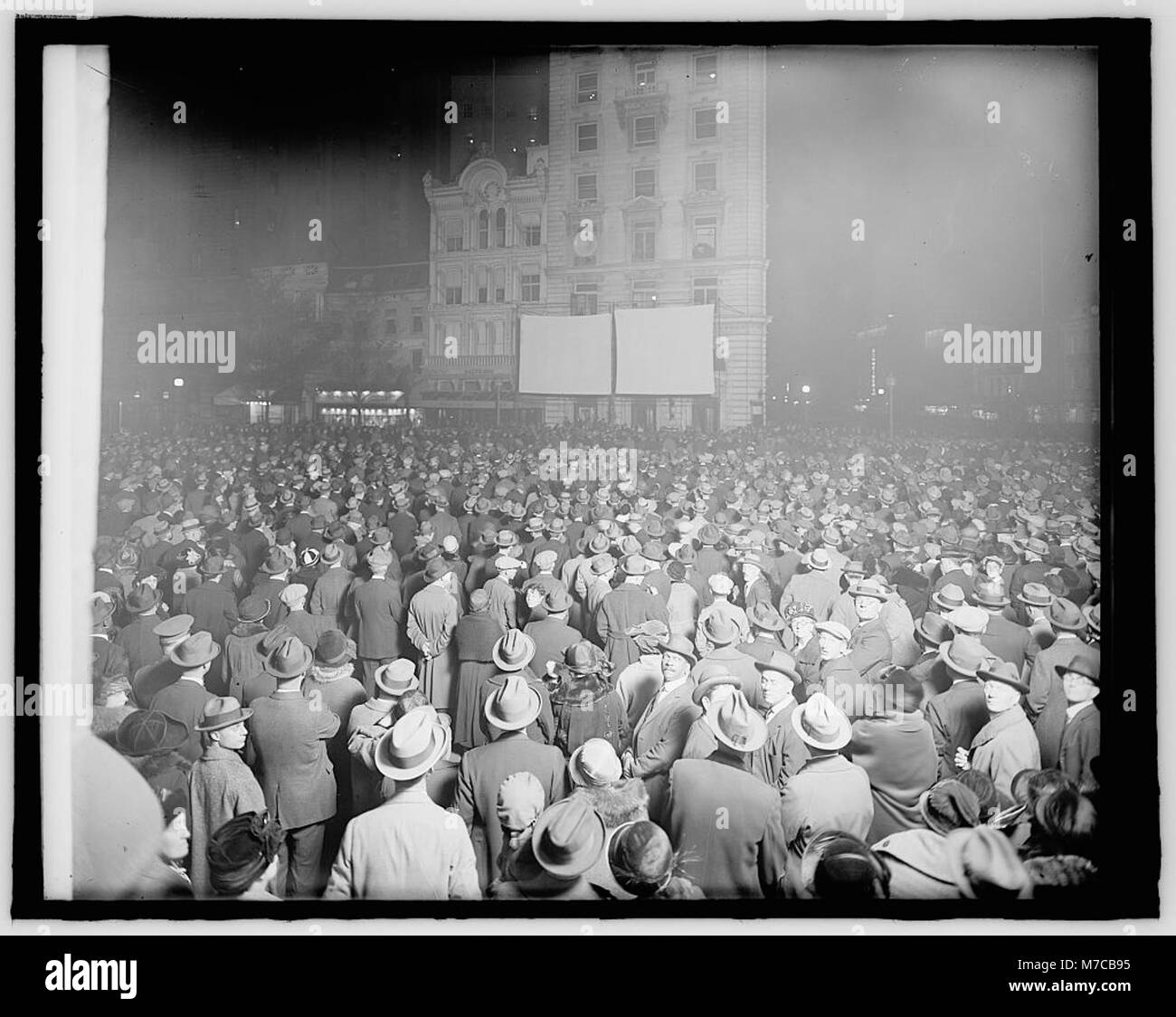 A photograph capturing the crowd on election night, gathered at a ...