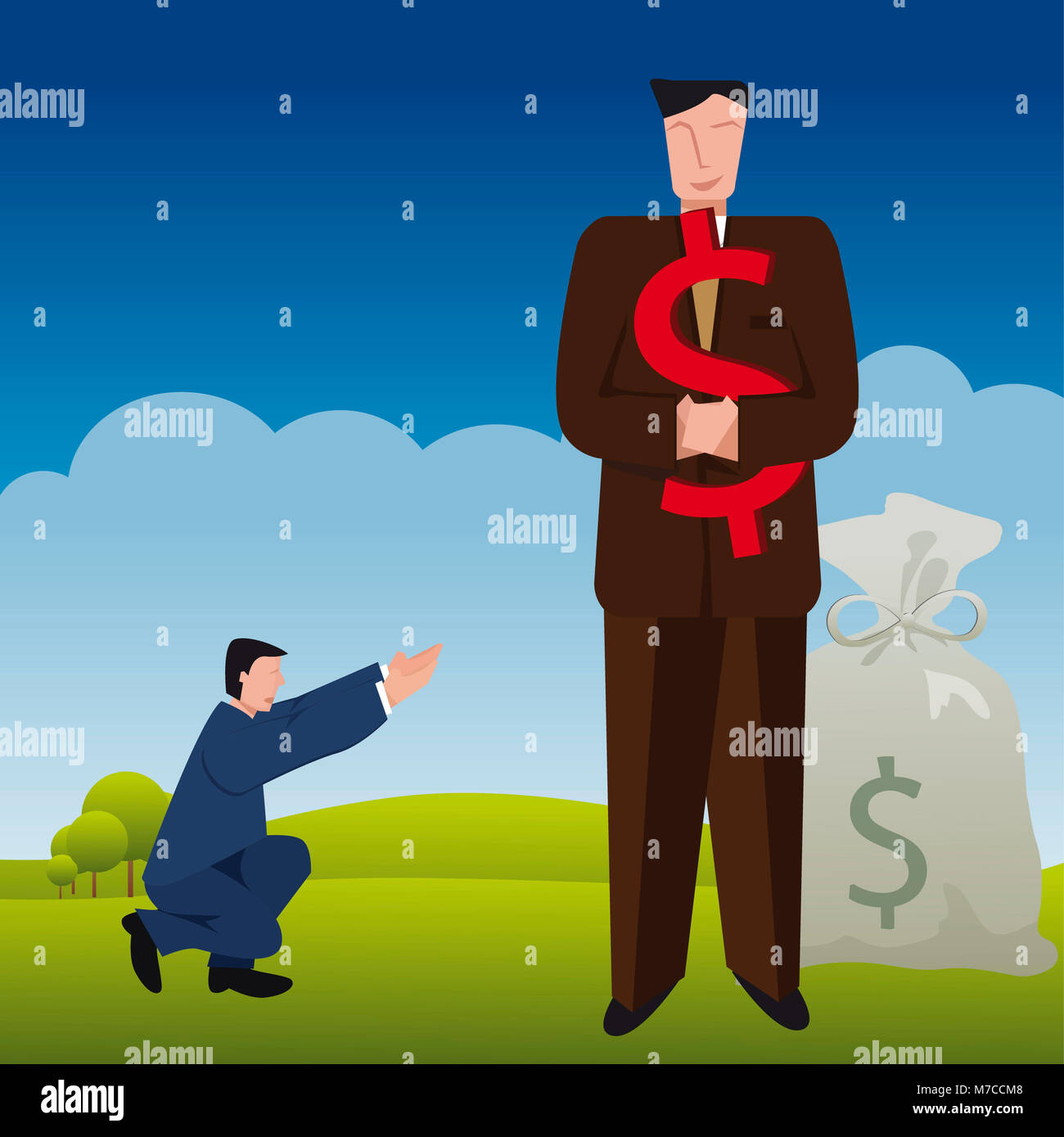 Businessman holding a dollar sign Stock Photo - Alamy