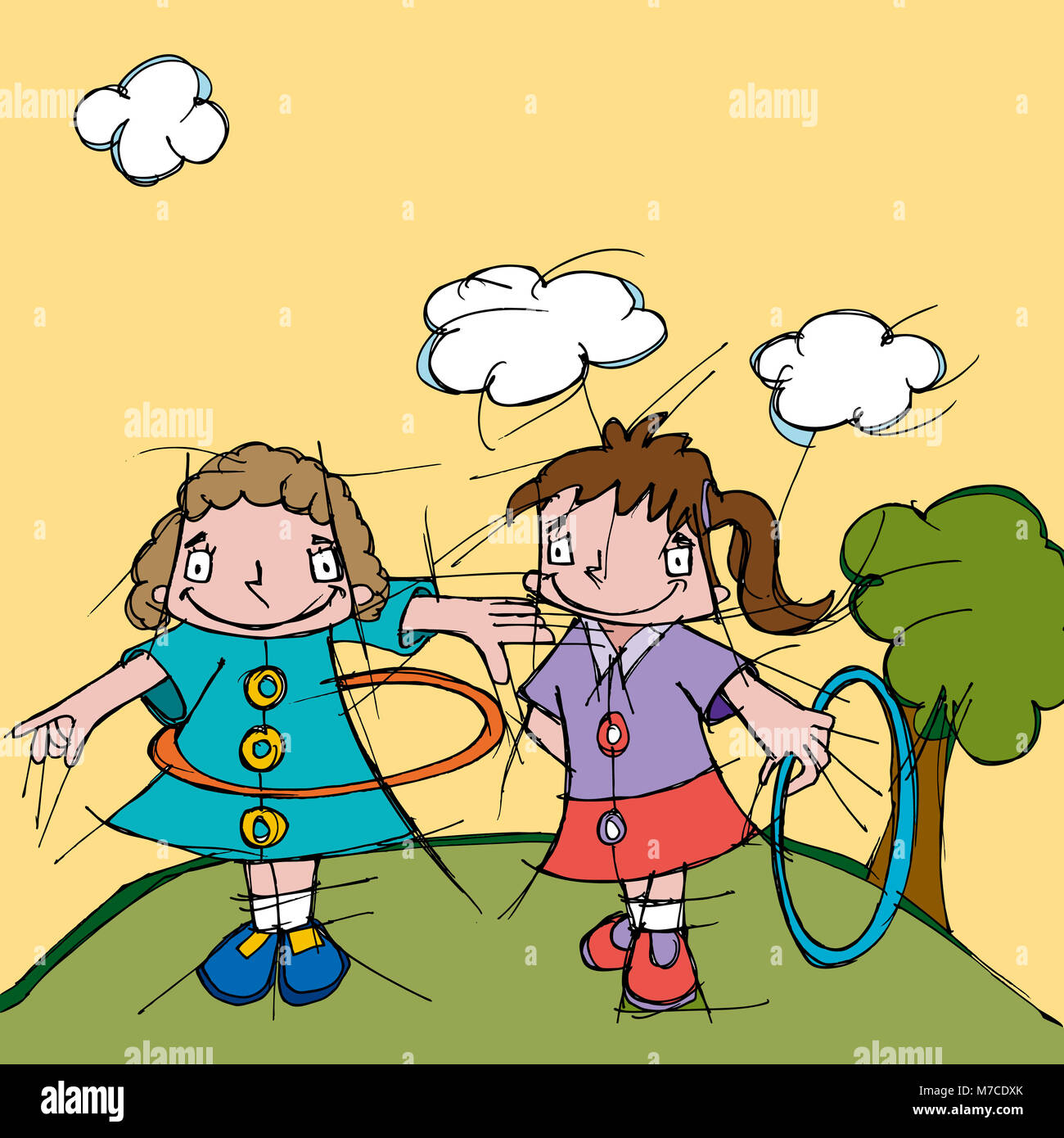 Two girls playing in the park Stock Photo Alamy