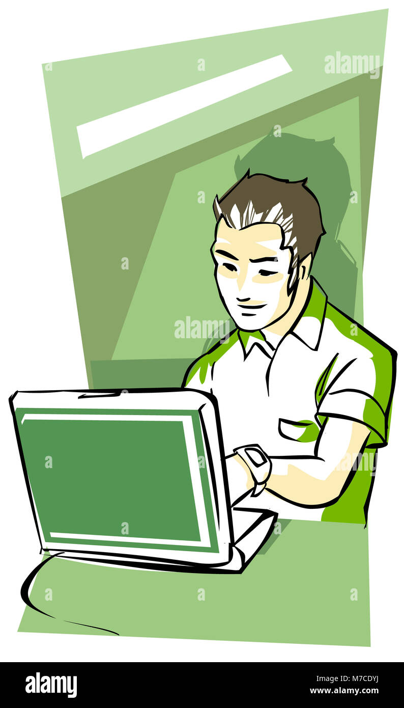 Close-up of a boy using a laptop Stock Photo - Alamy