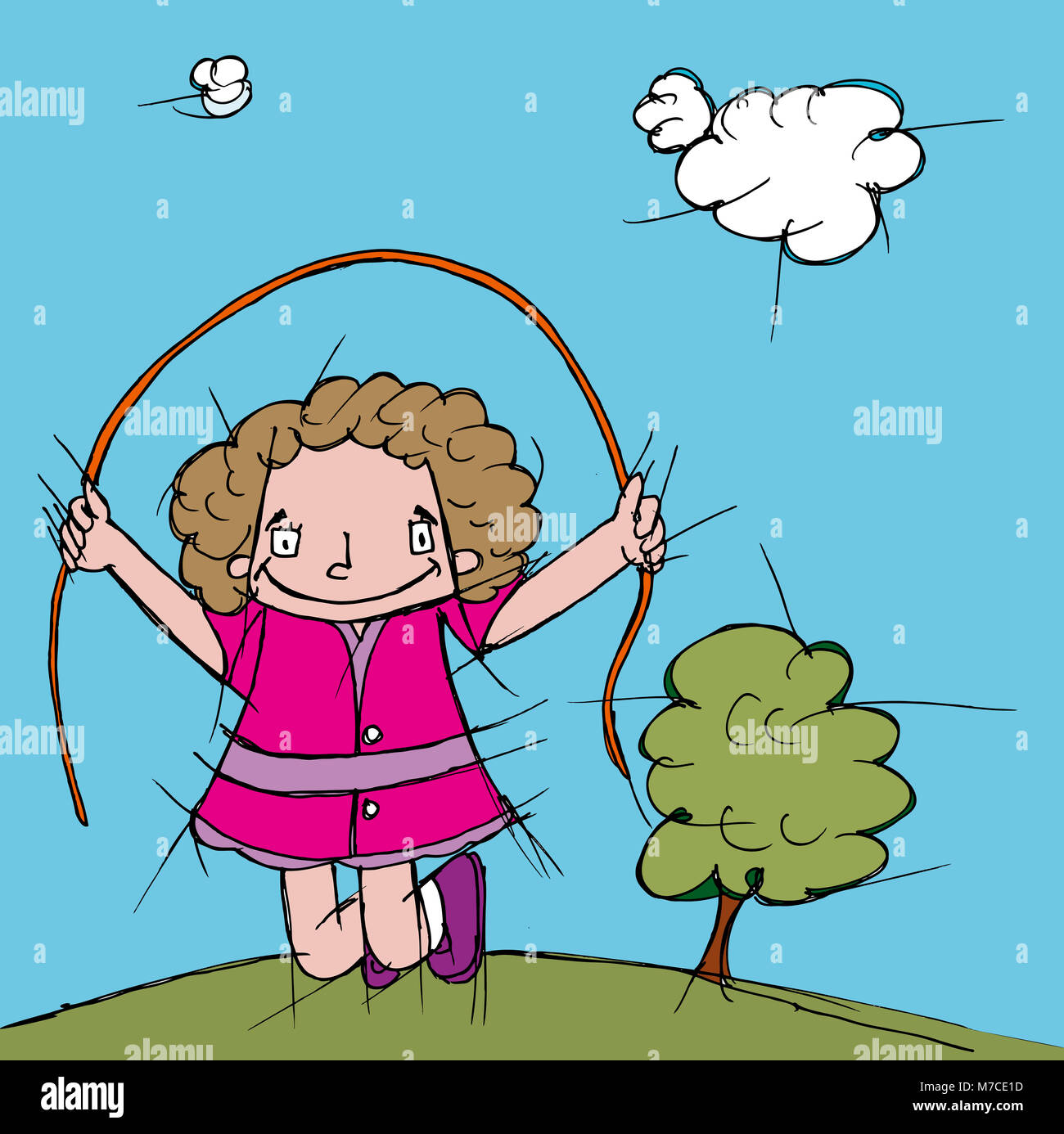 Girl playing with a jump rope Stock Photo - Alamy