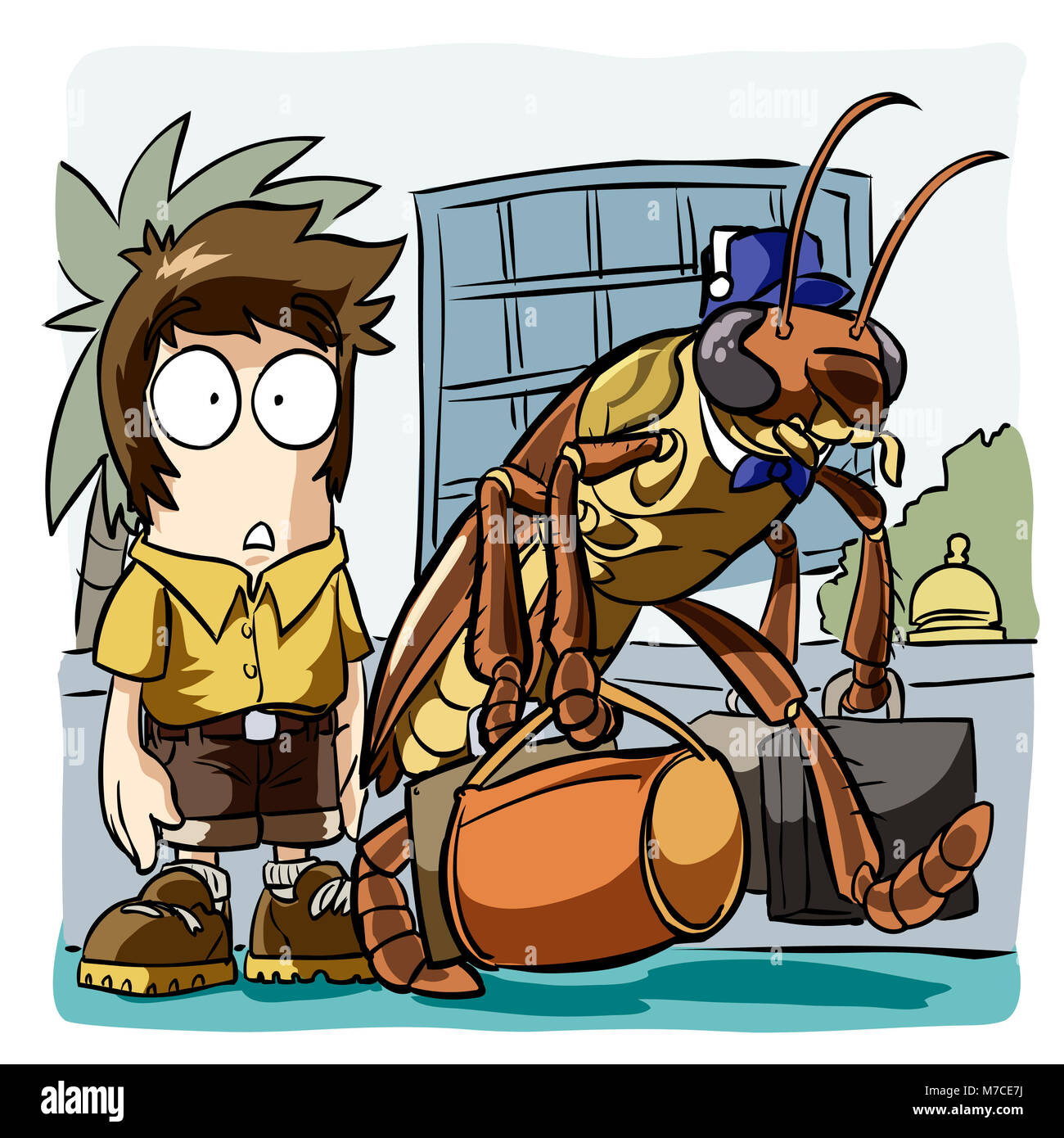 Cockroach carrying a man's luggage Stock Photo Alamy