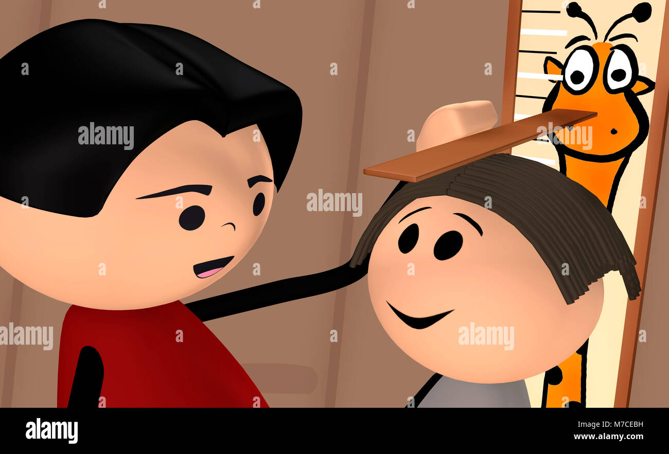 Father measuring his son's height with a ruler Stock Photo - Alamy