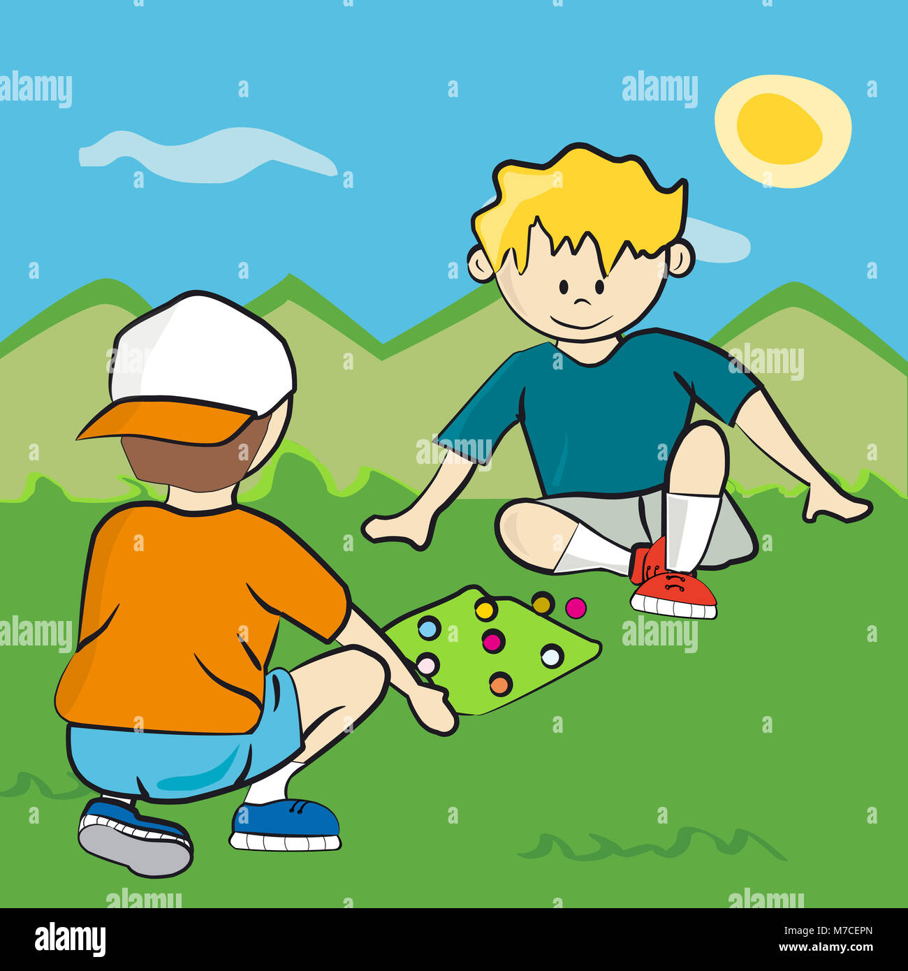 Two boys playing in the park Stock Photo Alamy