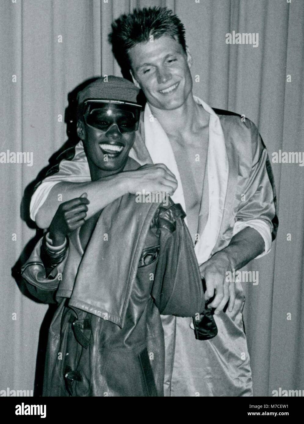 Grace Jones Dolph Lundgren 1985 Photo By John Barrett-PHOTOlink Stock Photo