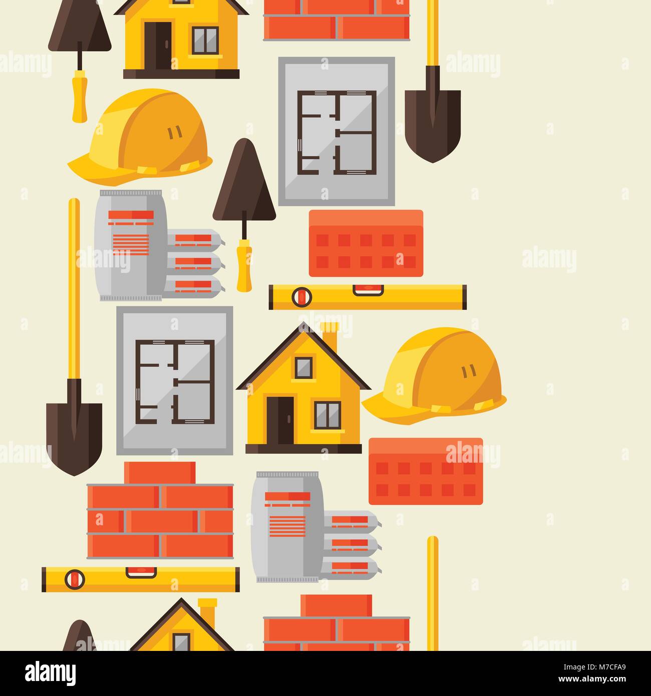 Industrial seamless pattern with housing construction objects Stock Vector