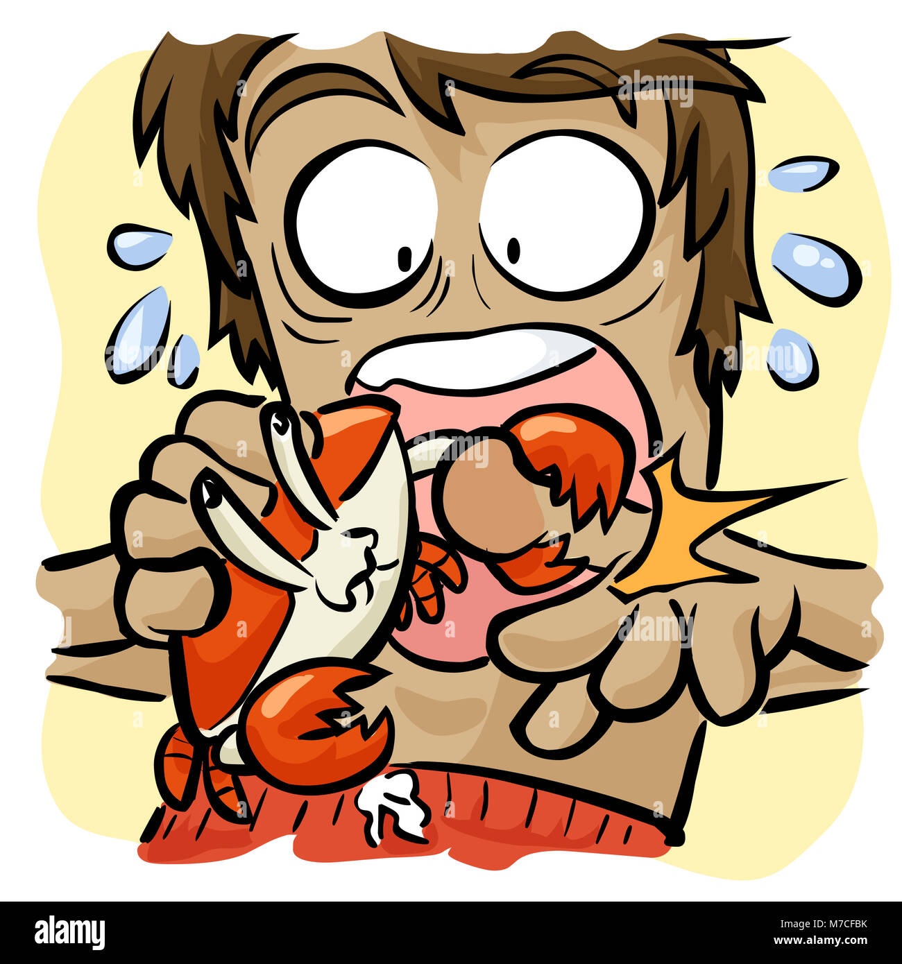 Closeup of a crab biting a man's thumb Stock Photo Alamy