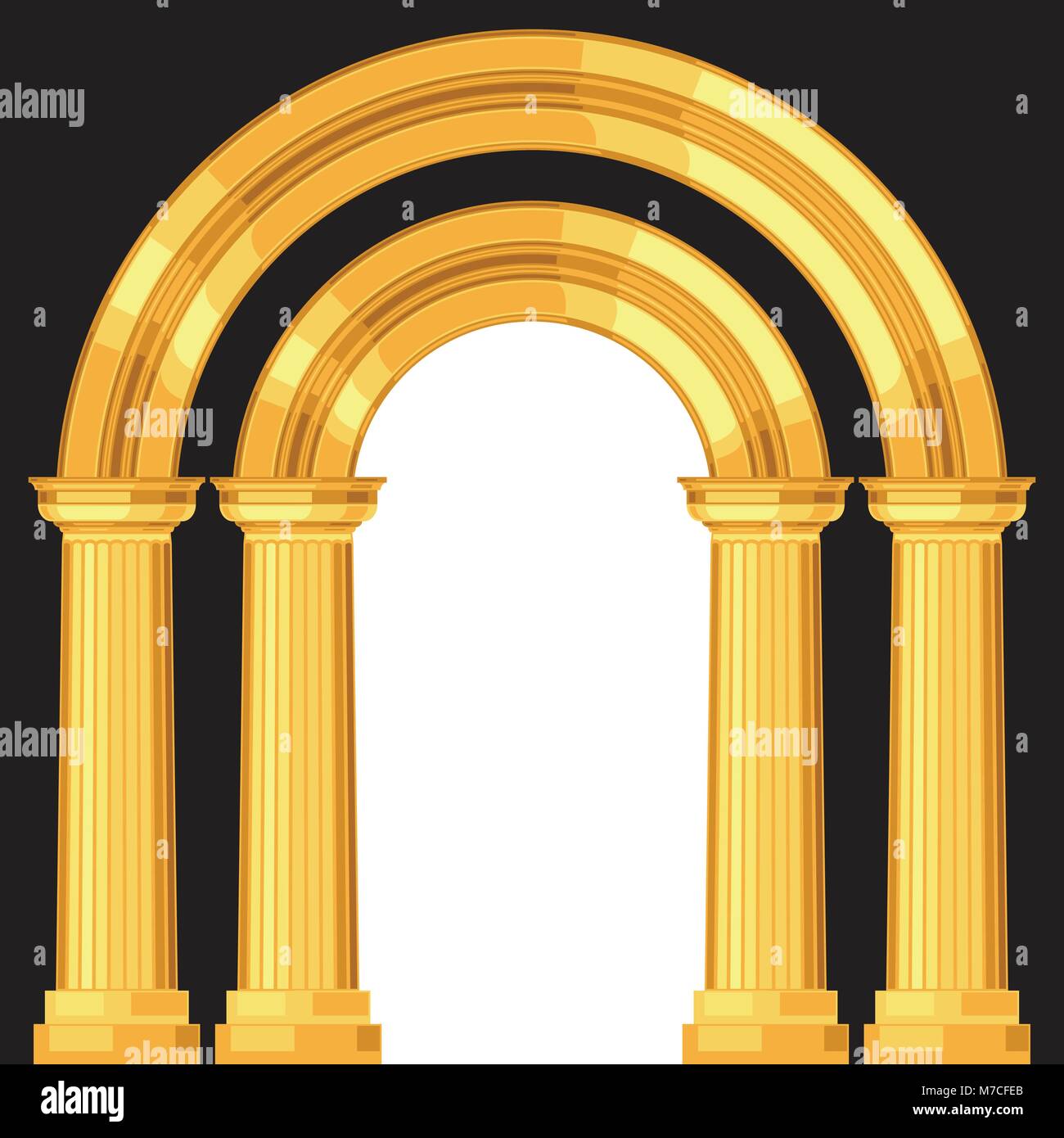 Doric realistic antique greek arch with columns Stock Vector