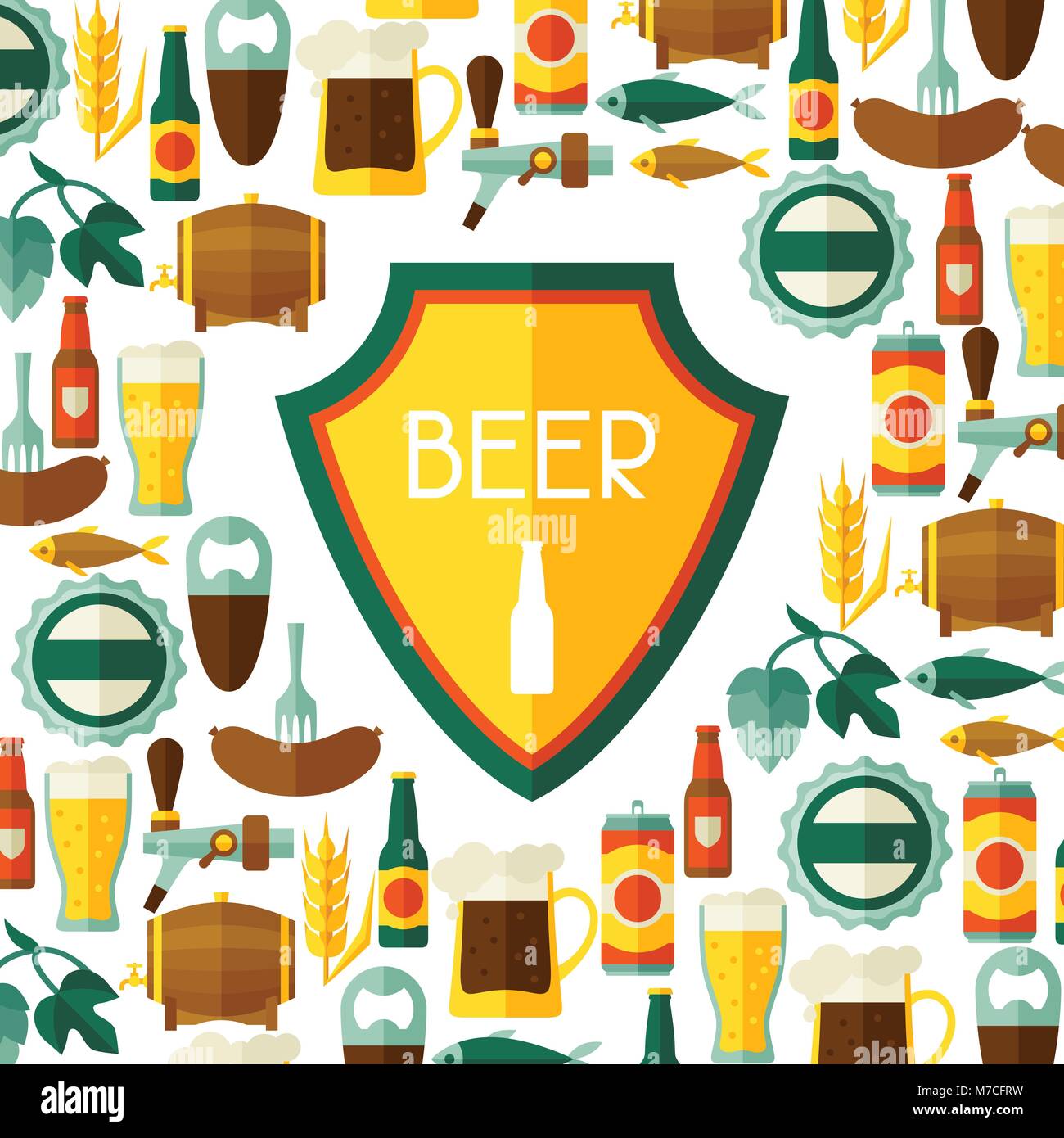 Background design with beer icons and objects Stock Vector Image & Art ...