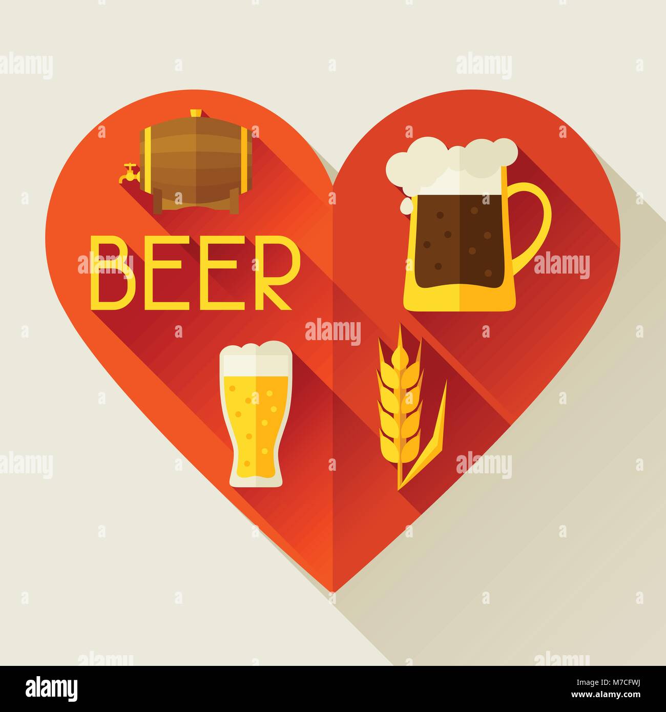 Background with beer icons and objects in flat style Stock Vector Image ...