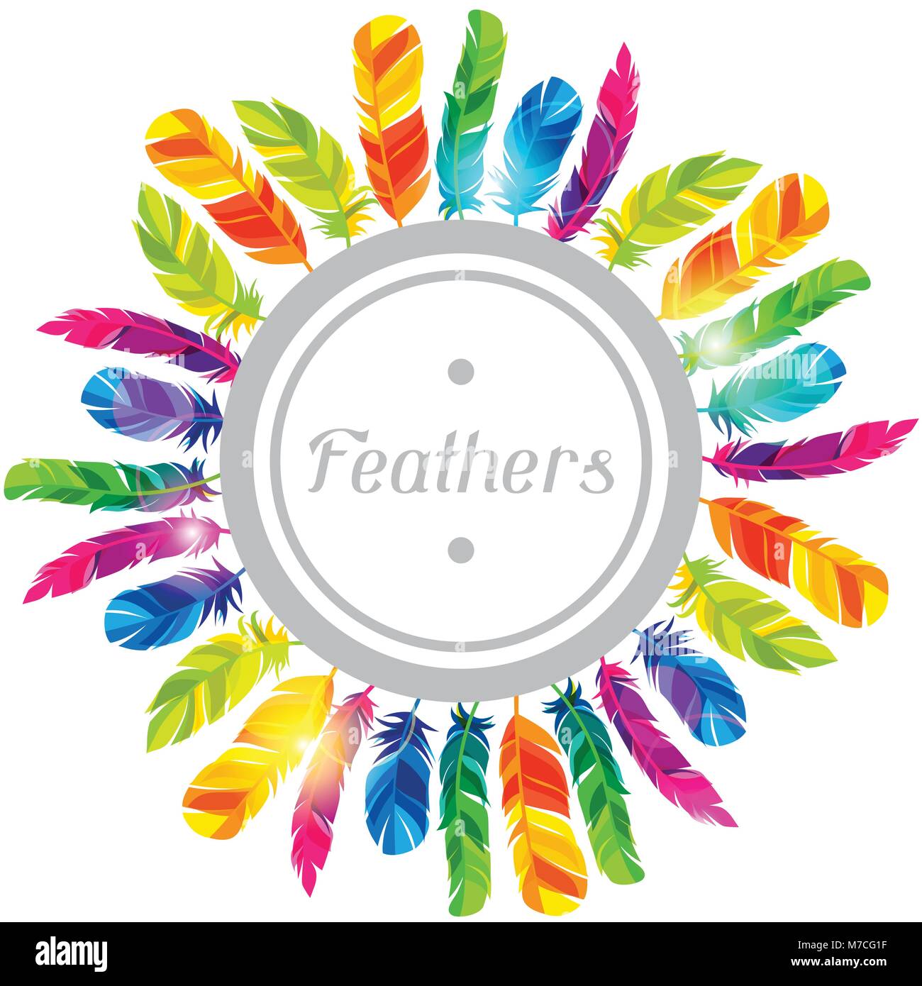 Colorful background with bright abstract transparent feathers Stock Vector