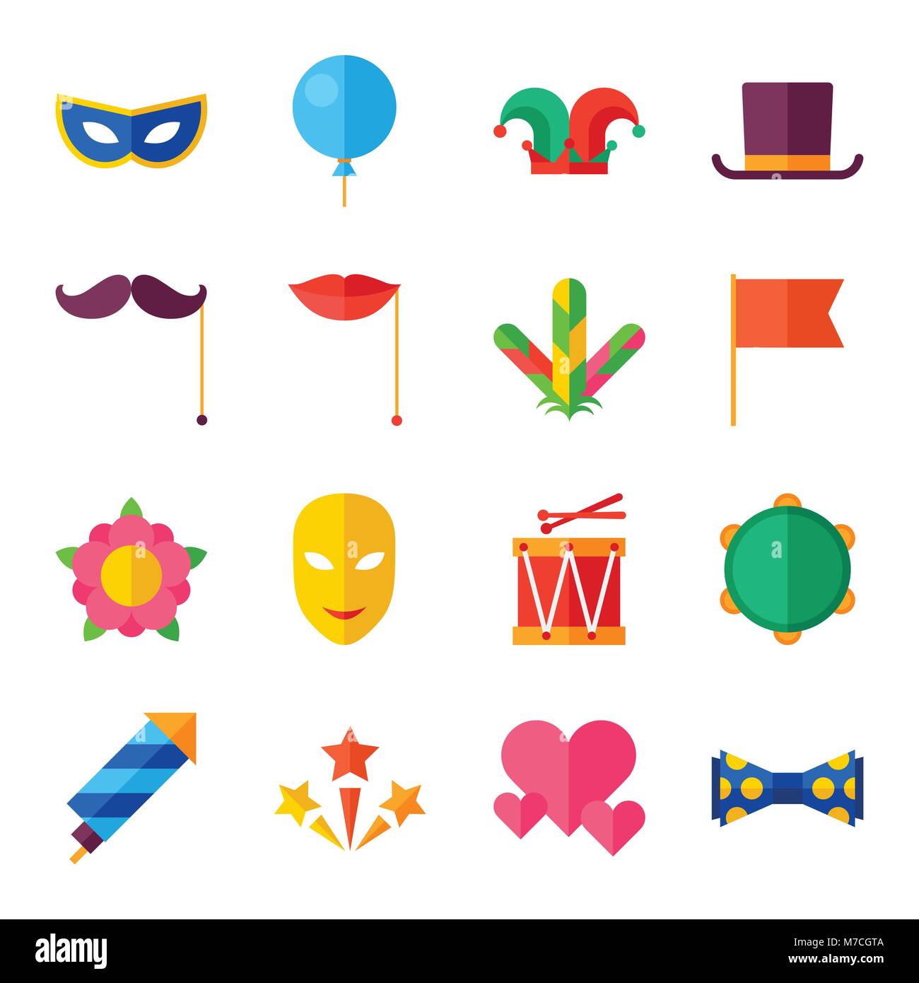 Vector flat carnival icons hi-res stock photography and images - Alamy