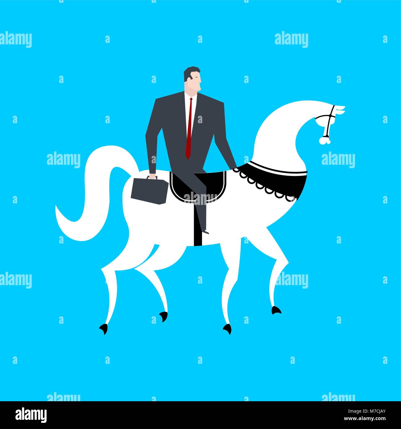 Businessman on horseback. Boss is rider. Vector illustration Stock ...