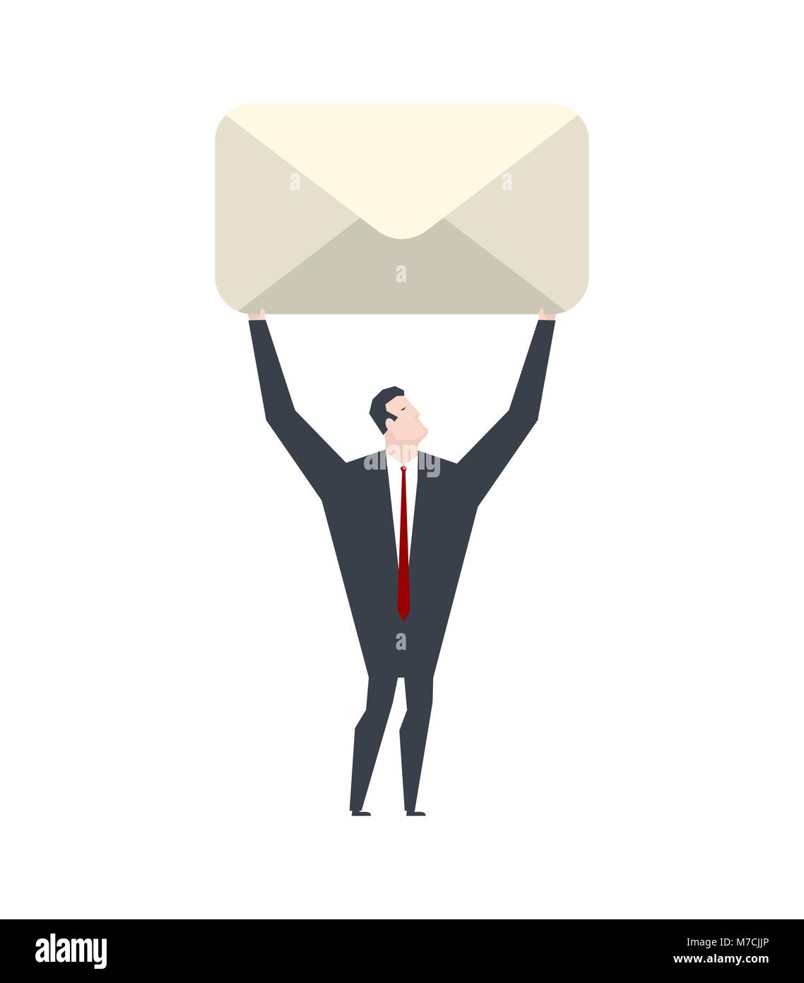 Businessman is carrying letter. Boss and large envelope. Office life vector illustration. Stock Vector