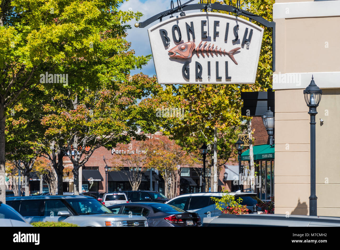 Bonefish Grill, an American casual-dining seafood restaurant, at The Shoppes at Webb Gin in Metro Atlanta, Georgia. (USA) Stock Photo