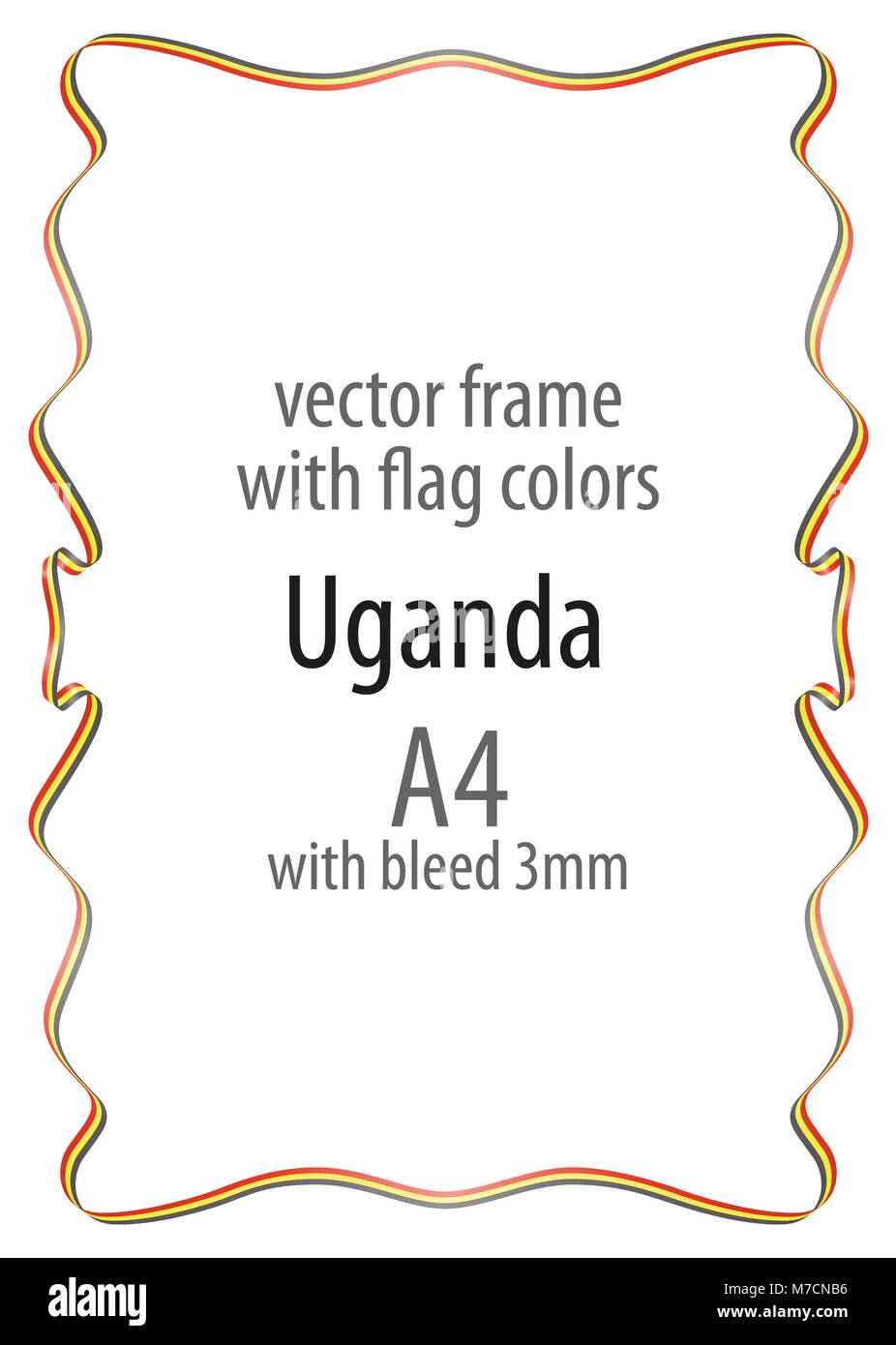 Frame and border of ribbon with the colors of the Uganda flag Stock Vector