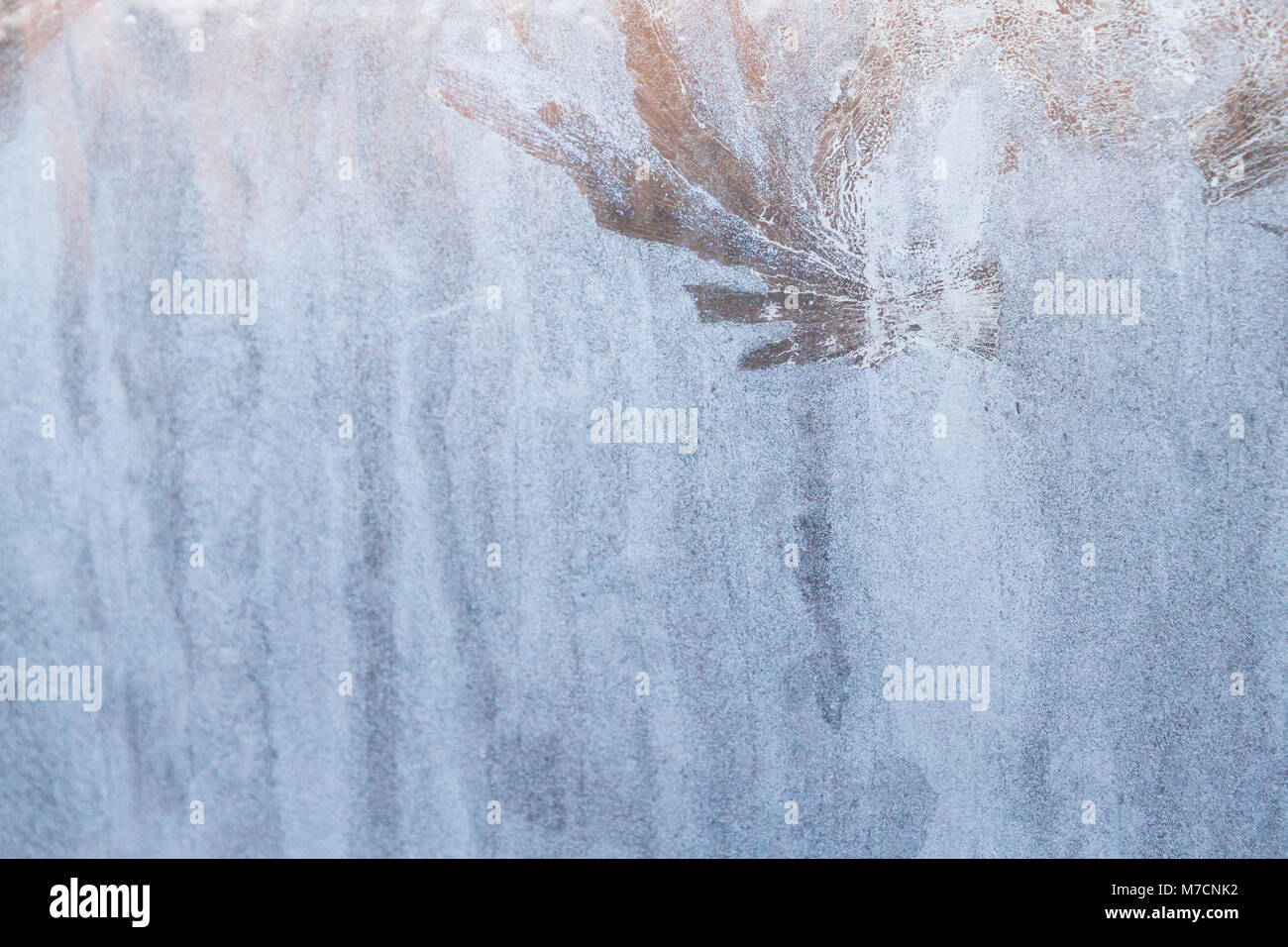 Winter frosty patterns on the frozen ice window Stock Photo - Alamy