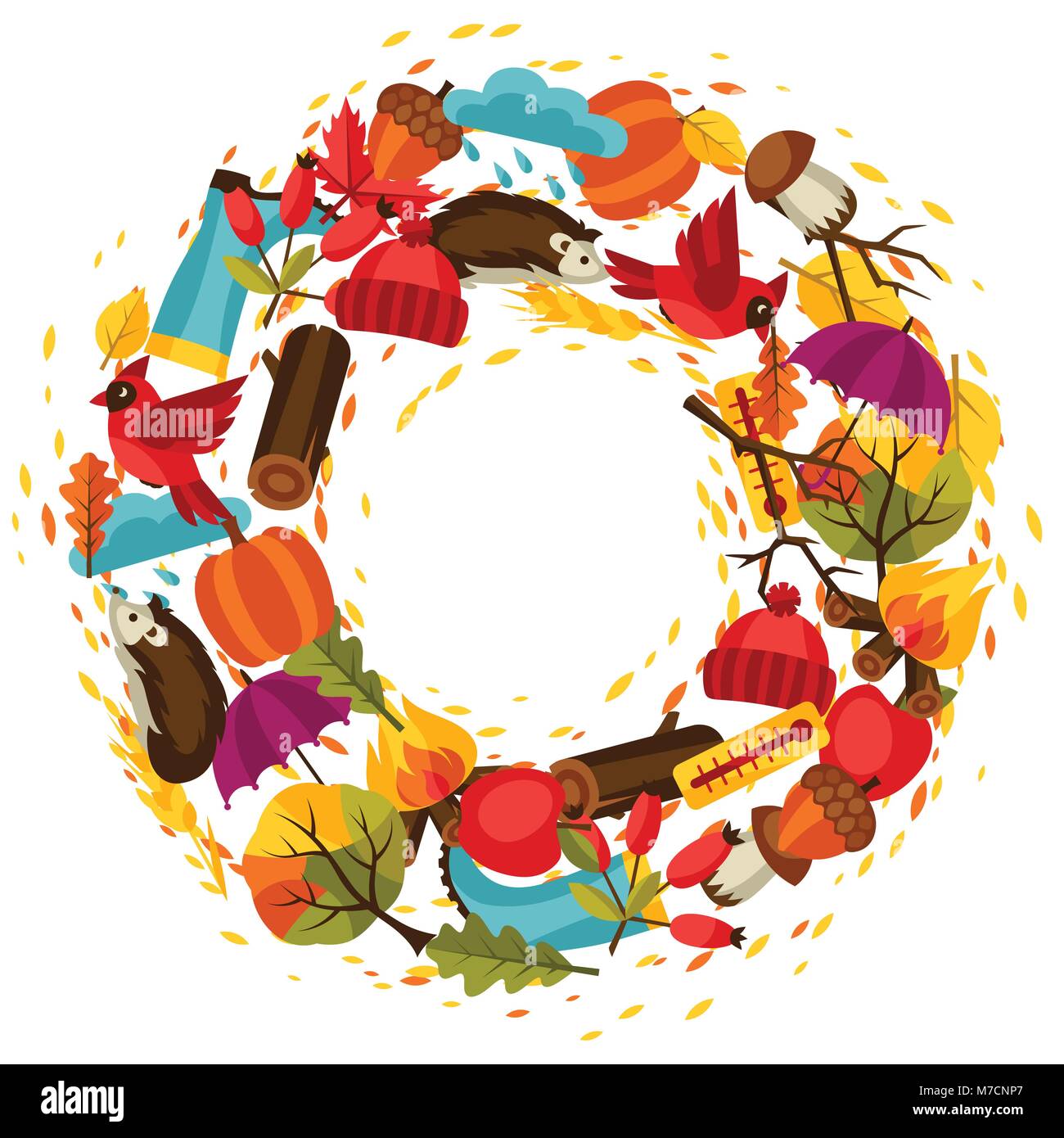 Background design with autumn icons and objects Stock Vector Image ...