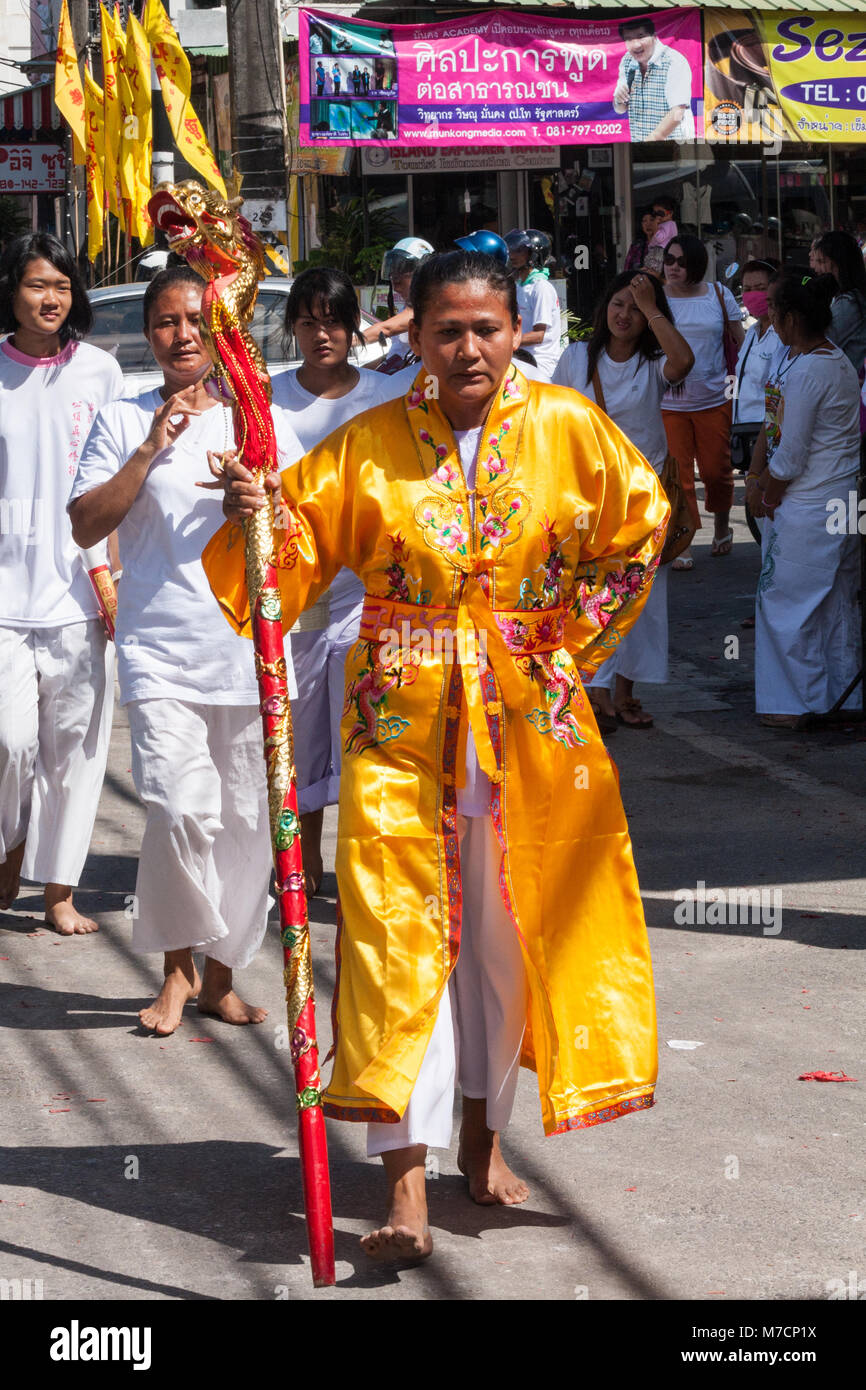 Participants, Nine Emperor Gods Festival, Phuket Vegetarian Festival, Thailand Stock Photo